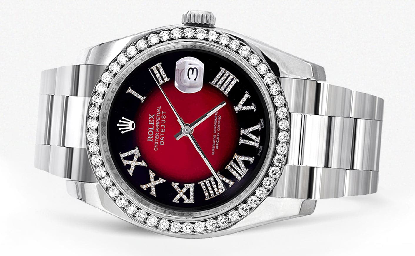 116200 | Rolex Datejust Watch | 36Mm | Red Black Roman Dial | Oyster Band - Image 2
