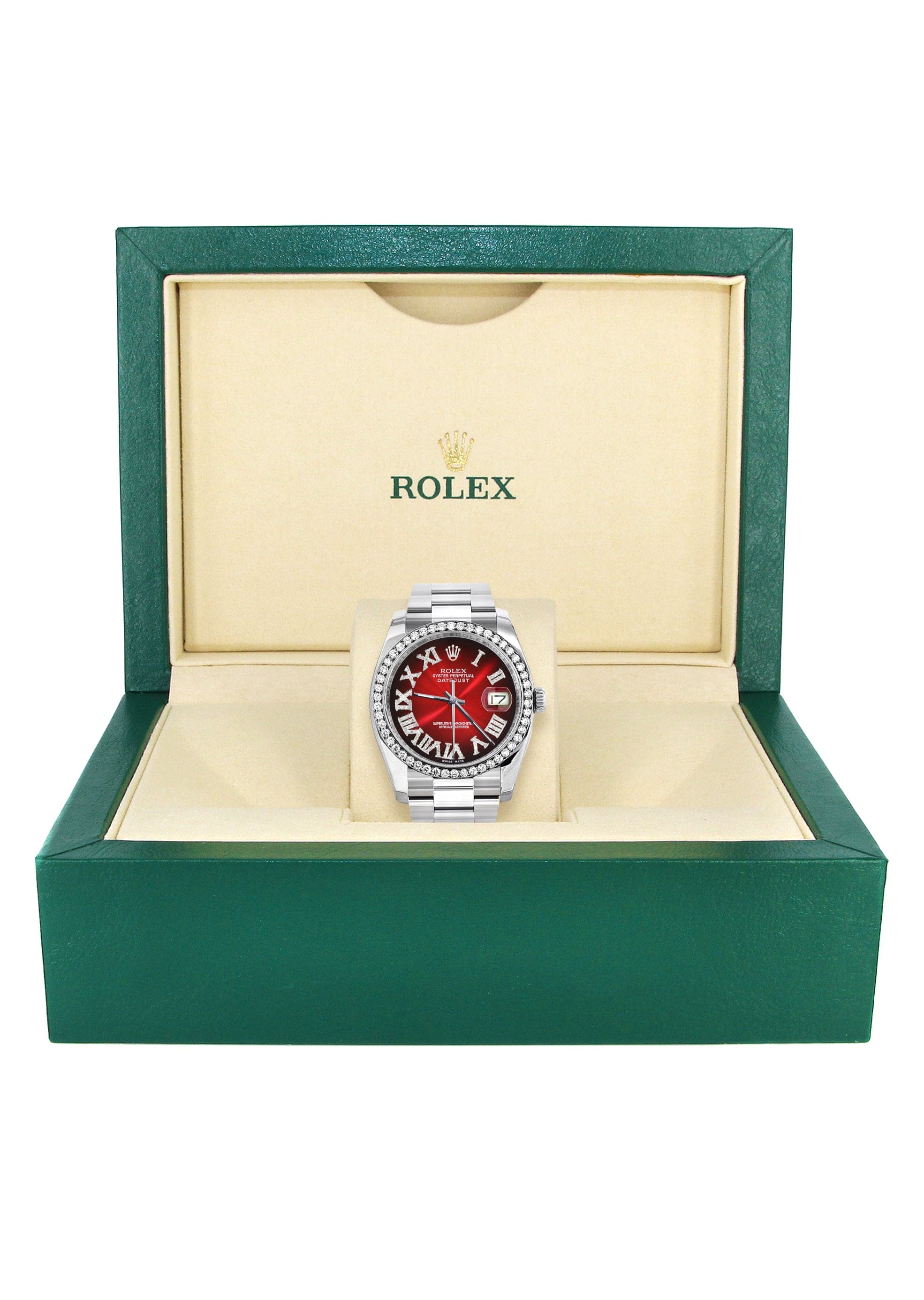 116200 | Rolex Datejust Watch | 36Mm | Red Black Roman Dial | Oyster Band - Image 3