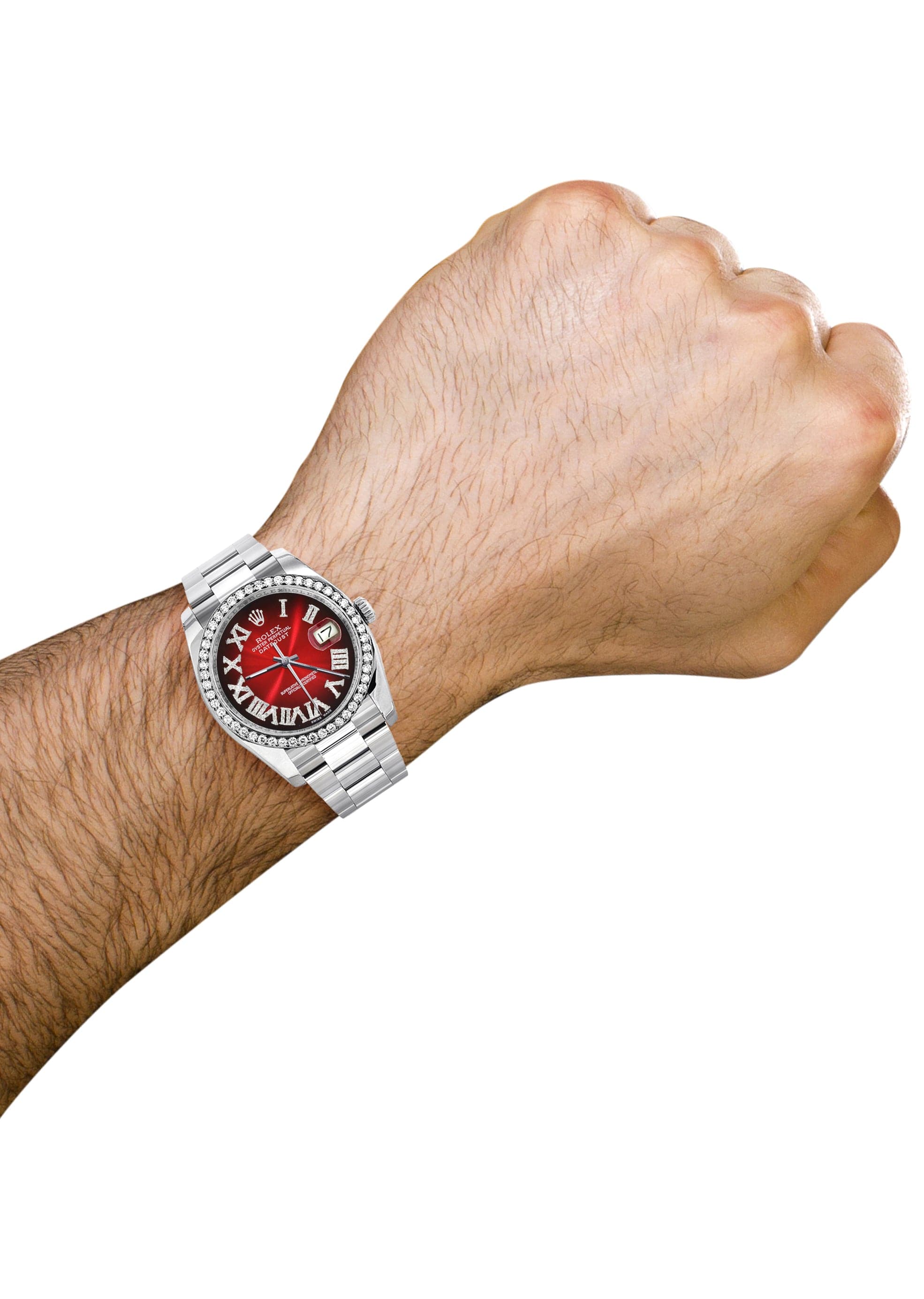 116200 | Rolex Datejust Watch | 36Mm | Red Black Roman Dial | Oyster Band - Image 4