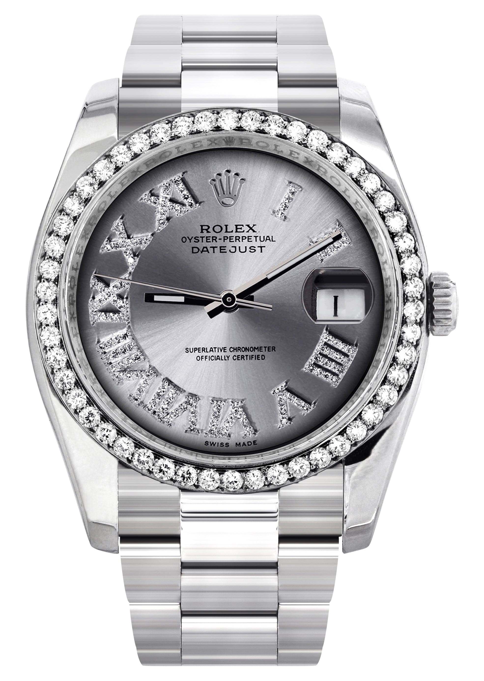 116200 | Rolex Datejust Watch | 36Mm | Silver Roman Dial | Oyster Band