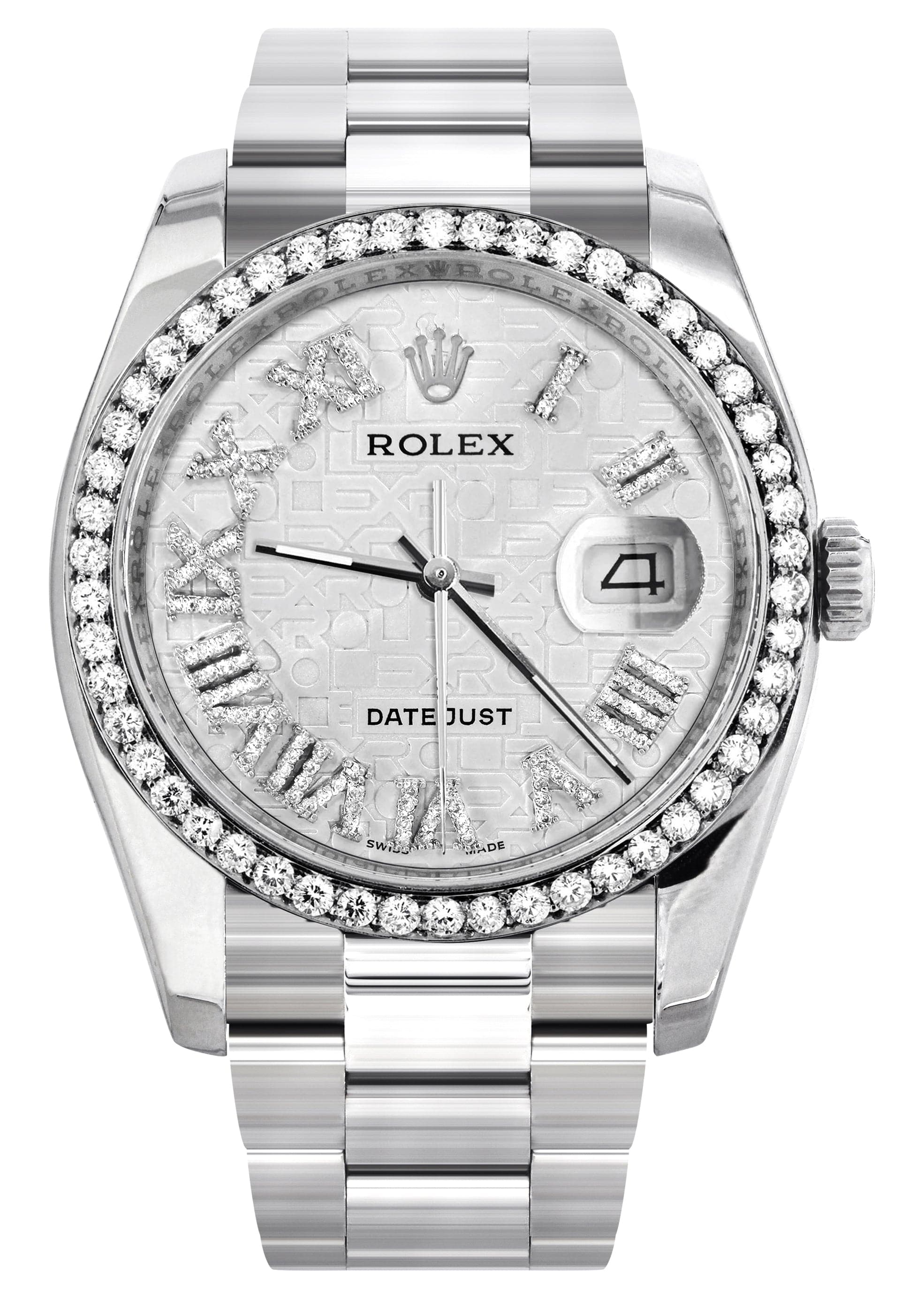 116200 | Rolex Datejust Watch | 36Mm | White Texture Roman Dial | Oyster Band