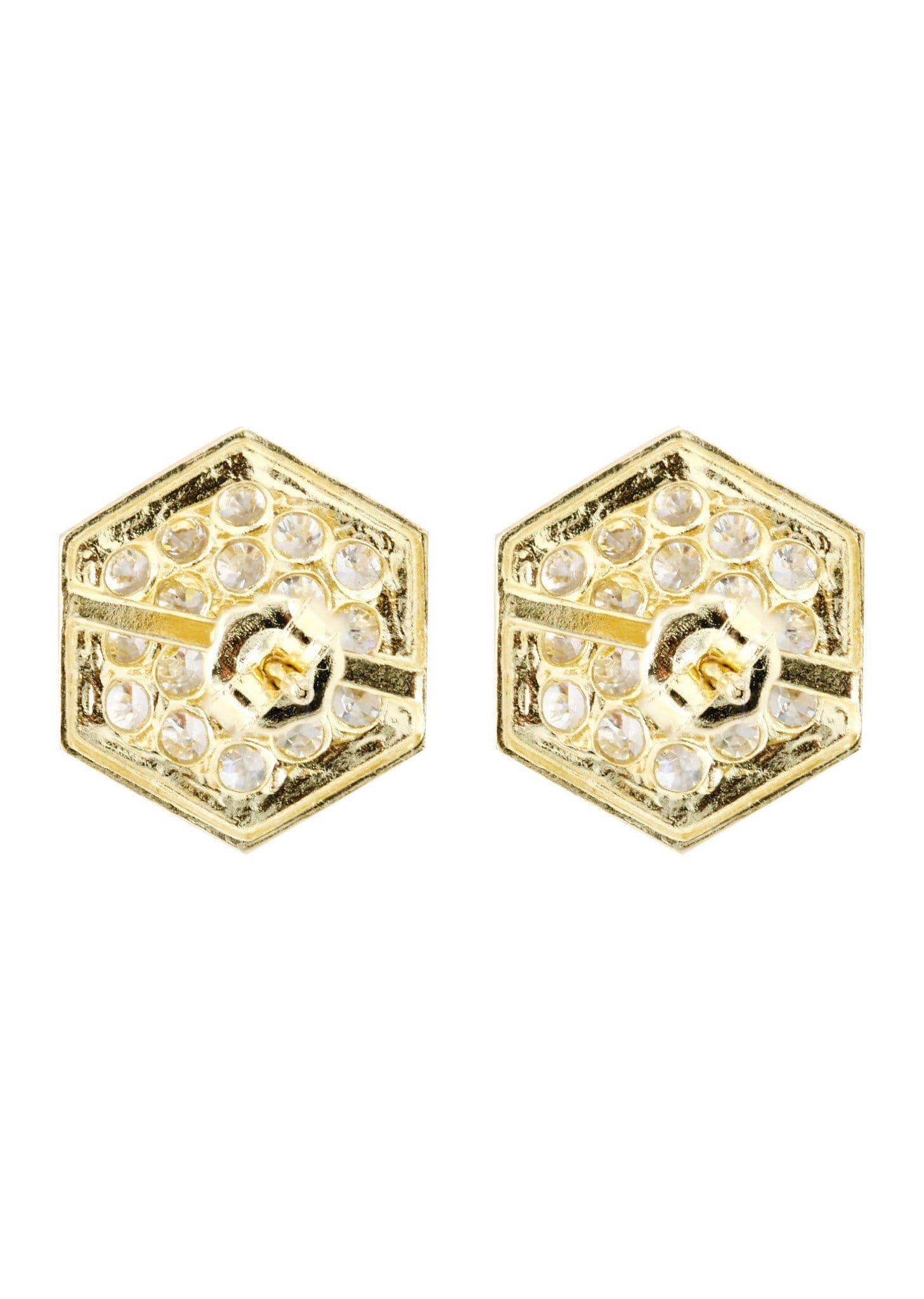 10K Octagon Gold Earrings For Men | Appx 1/2 Inches Wide - Image 2