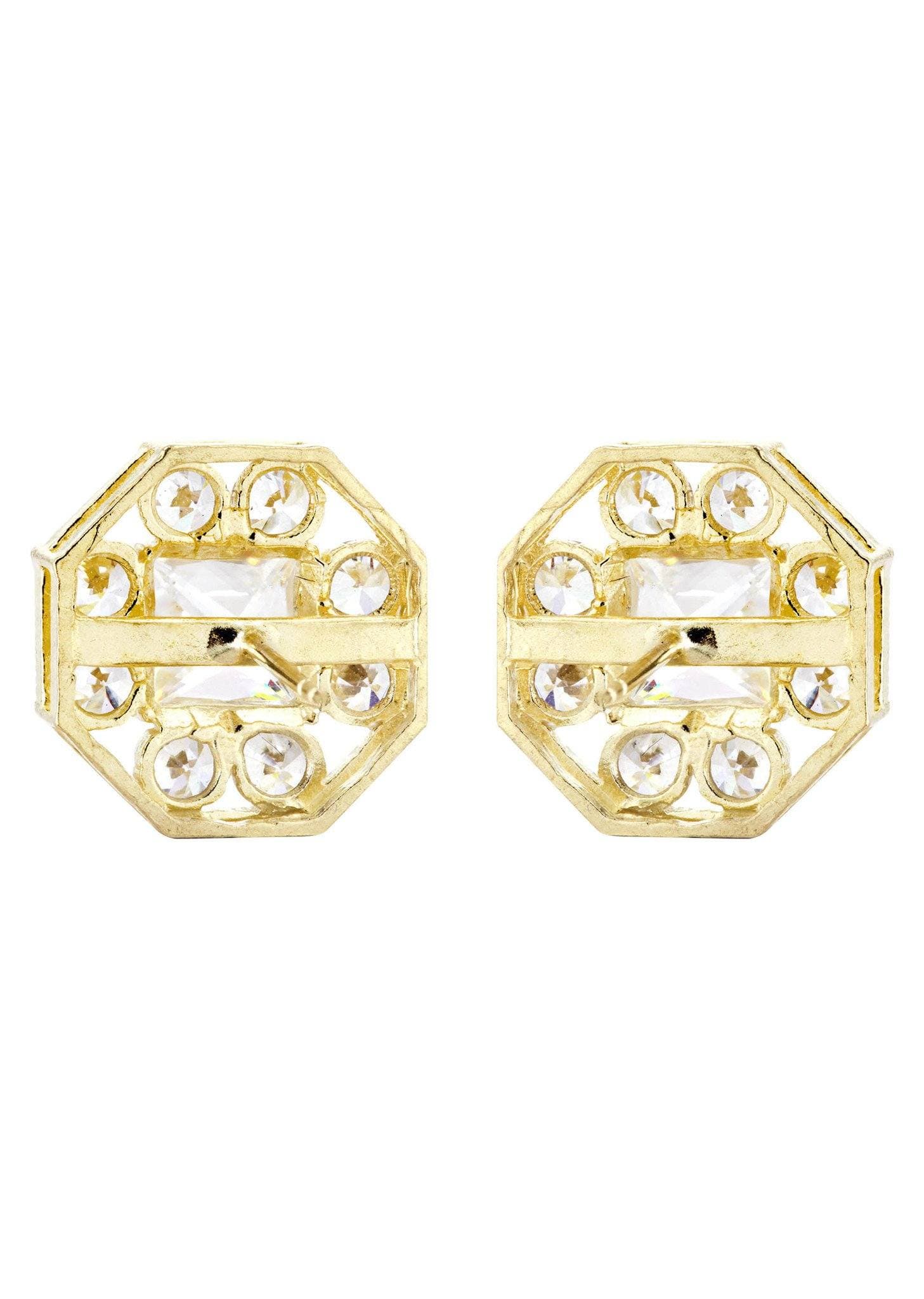 10K Octagon Gold Earrings For Men | Appx 1/2 Inches Wide - Image 2