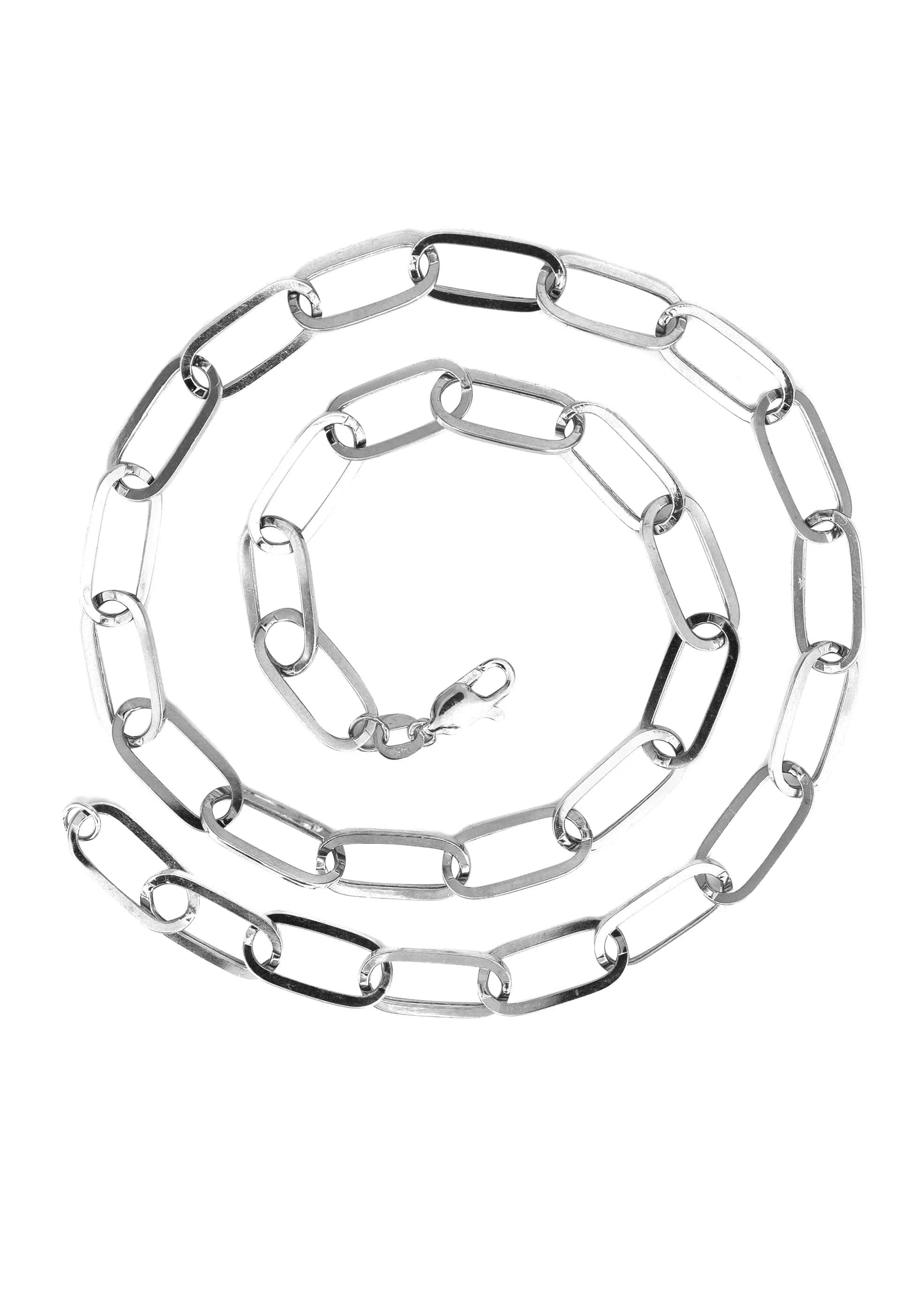 Semi Solid  Paper Clip White Gold Chain 10K & 14K - Image 3
