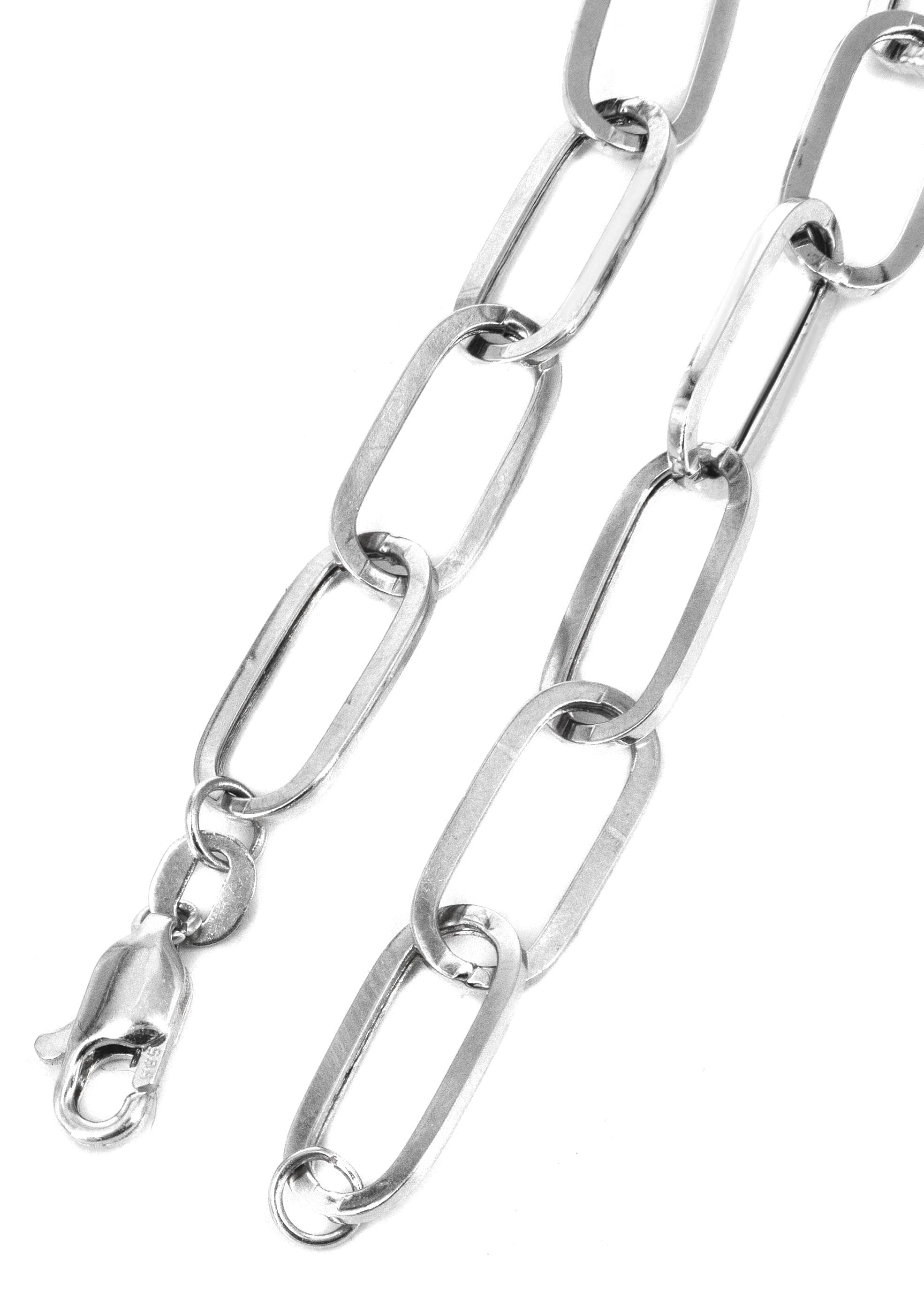Semi Solid  Paper Clip White Gold Chain 10K & 14K - Image 4
