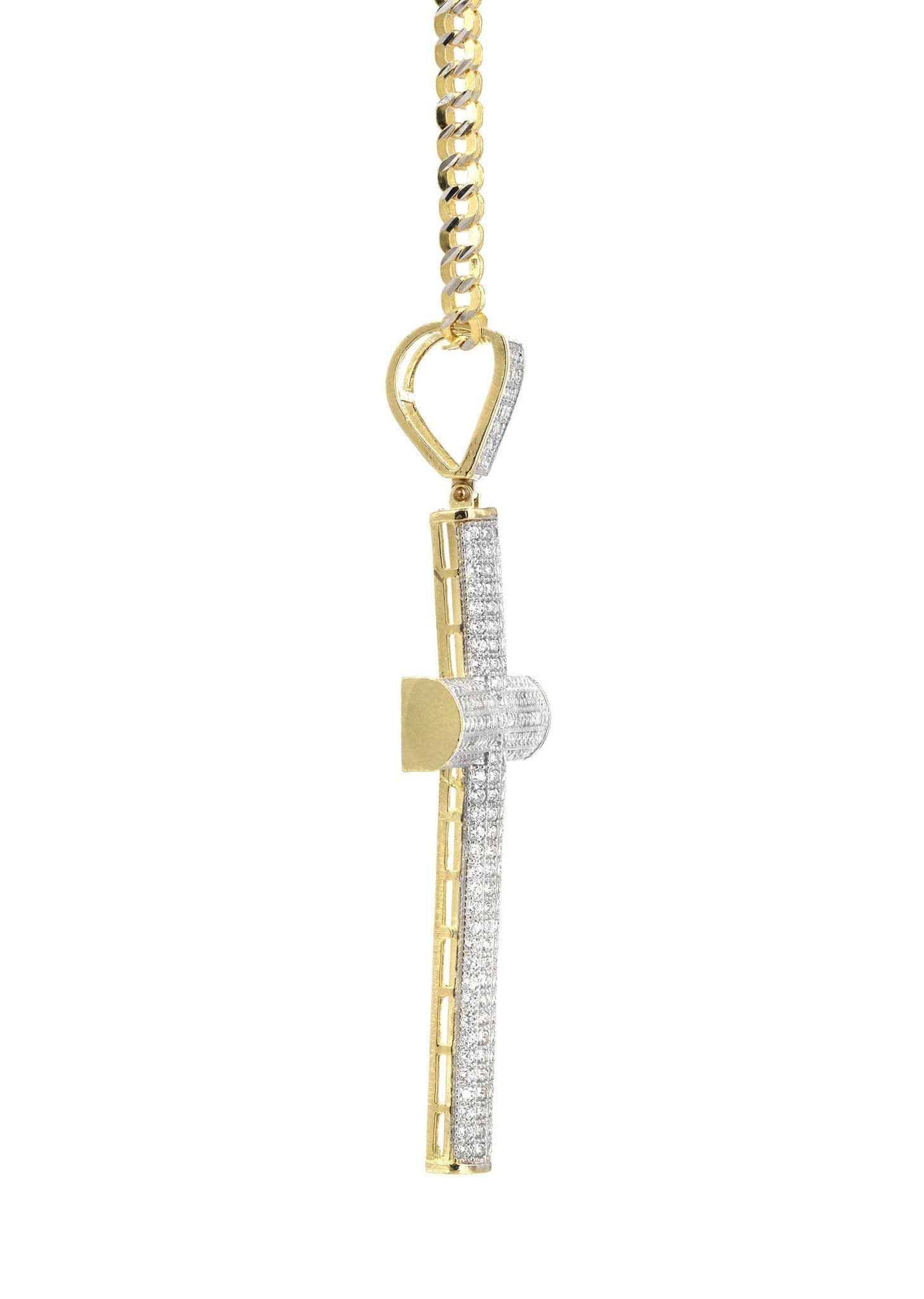 10K Yellow Gold Pave Cross Necklace | Appx. 13.1 Grams - Image 4