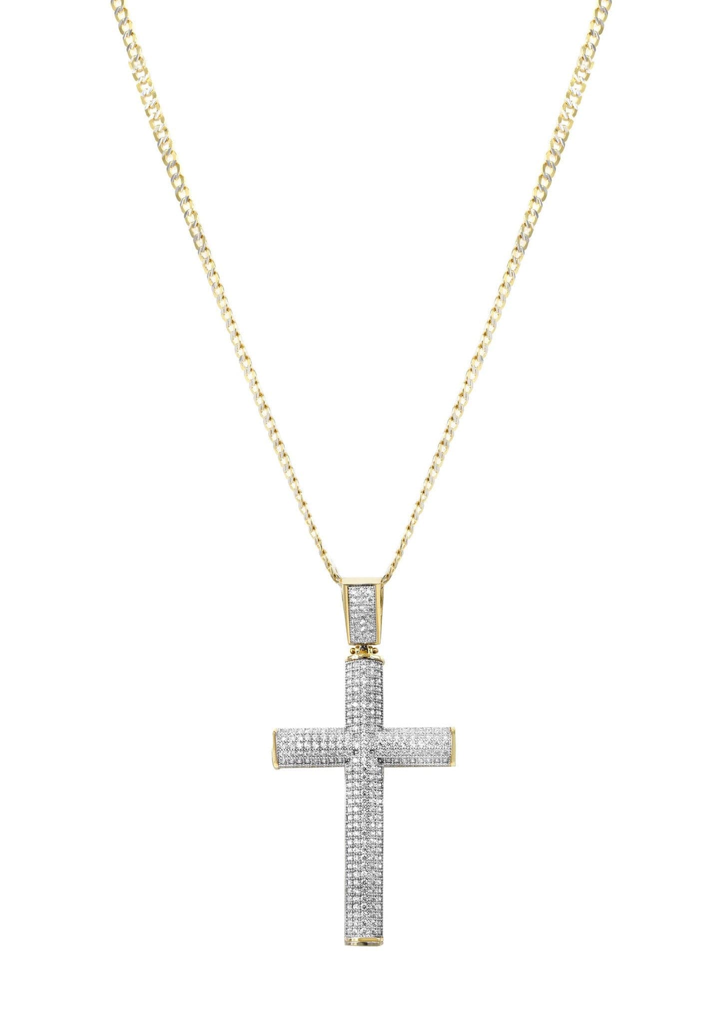 10K Yellow Gold Pave Cross Necklace | Appx. 13.1 Grams - Image 5