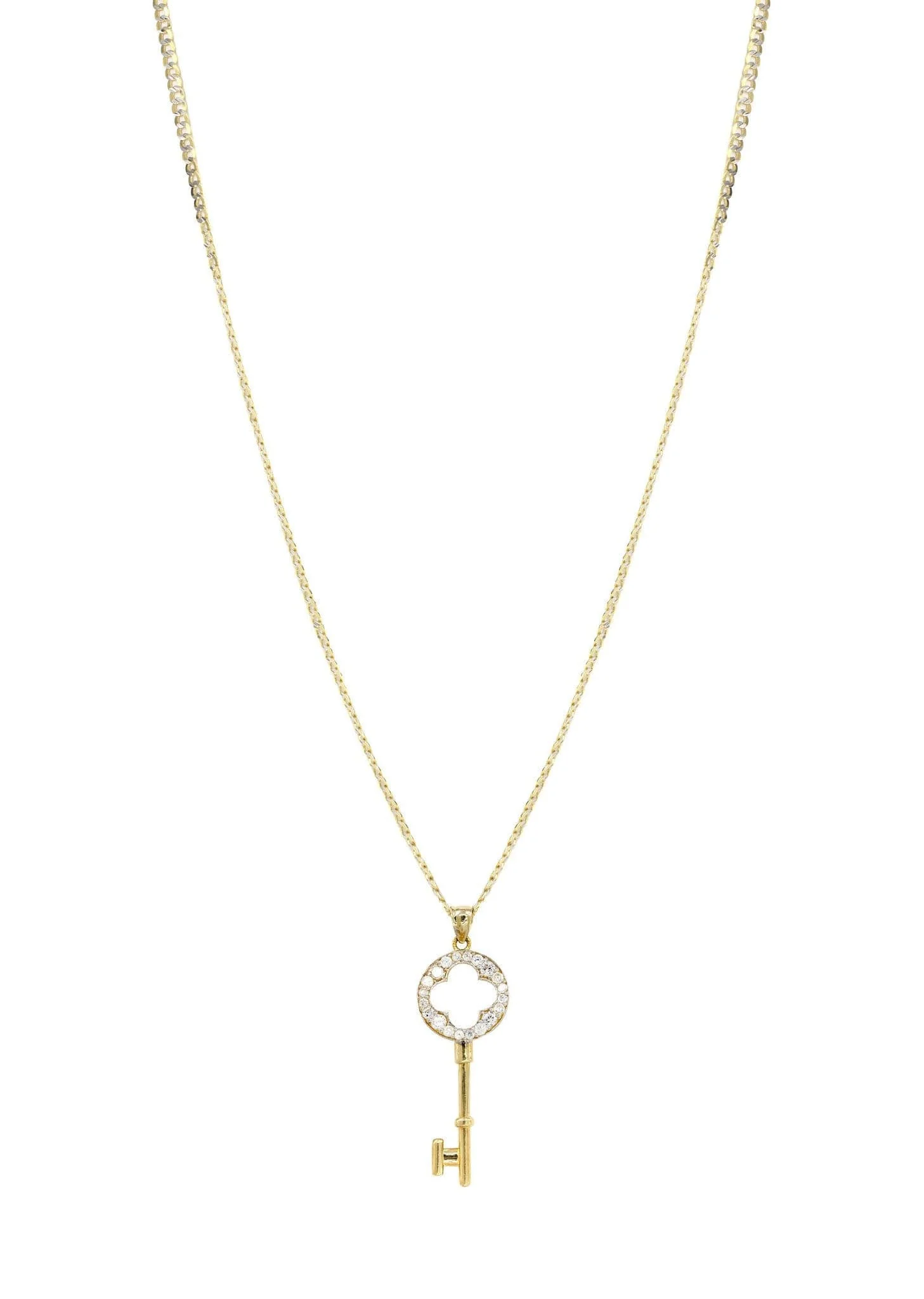 10K Yellow Gold Pave   Key Necklace | Appx. 8.5 Grams - Image 5