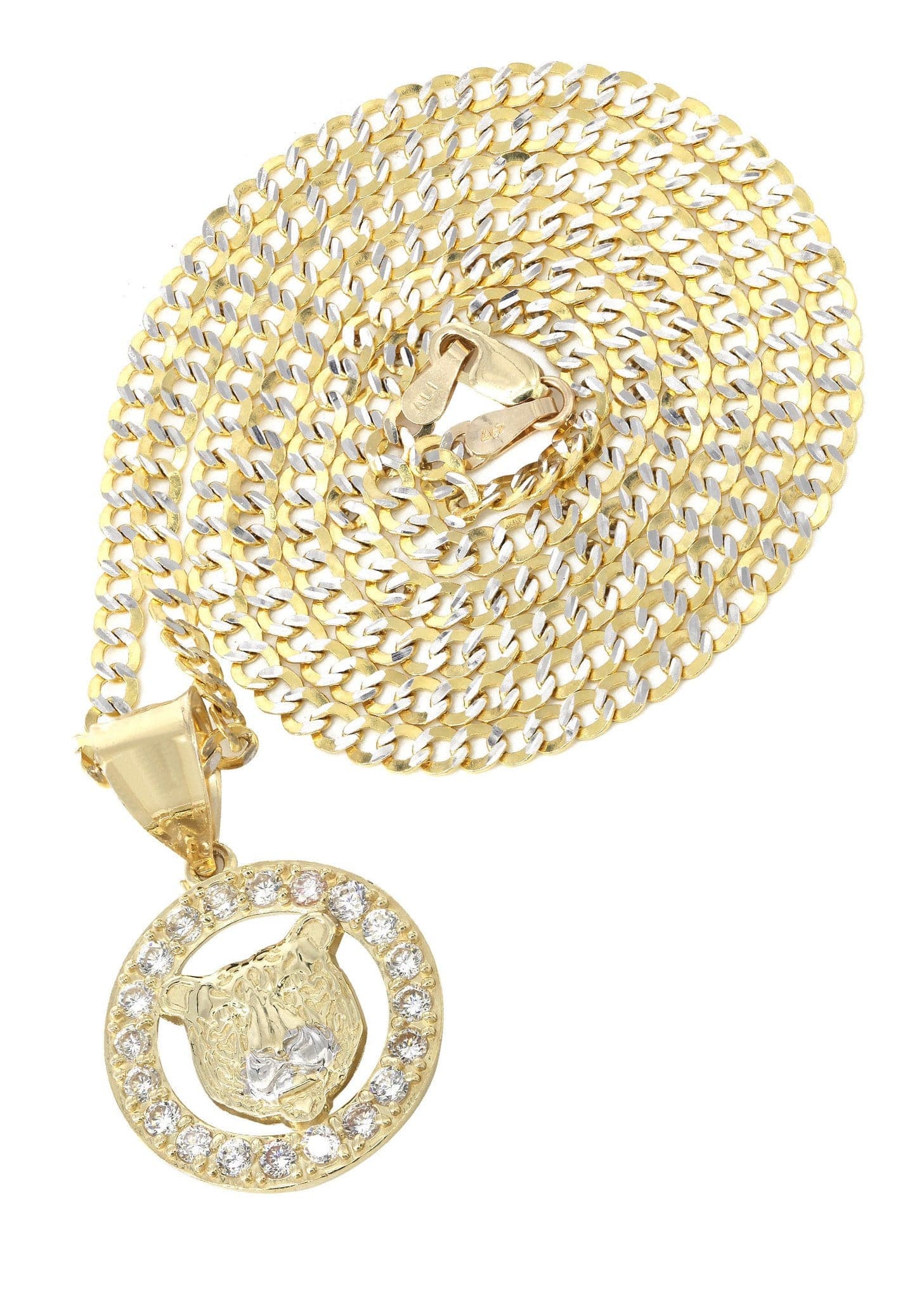 10K Yellow Gold Pave & Cz Bear Necklace | Appx. 9.4 Grams