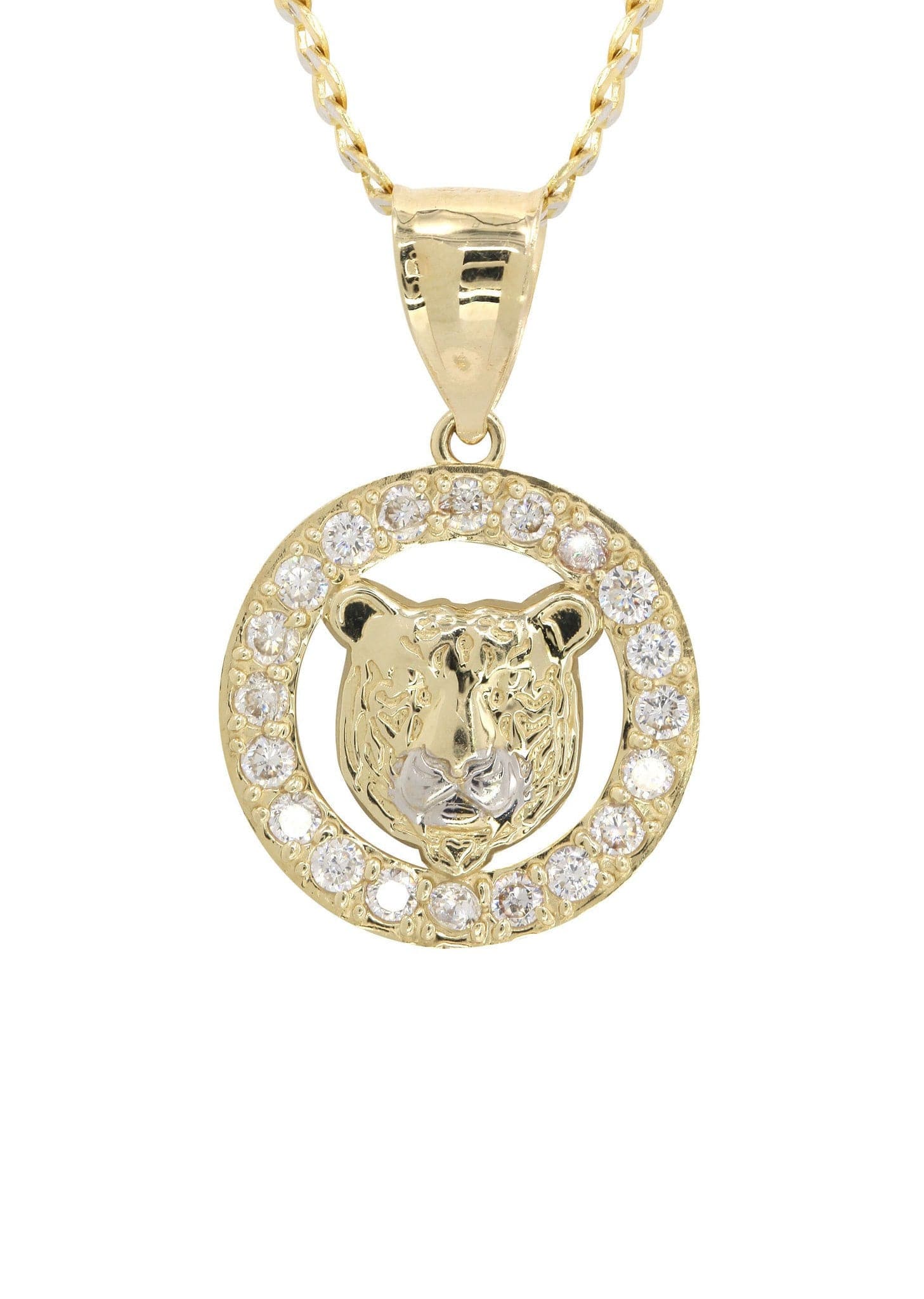 10K Yellow Gold Pave & Cz Bear Necklace | Appx. 9.4 Grams - Image 2