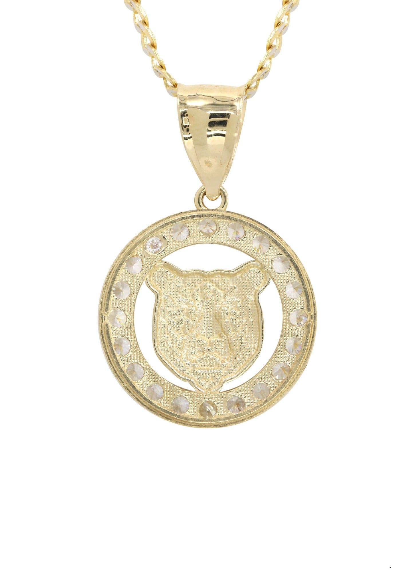 10K Yellow Gold Pave & Cz Bear Necklace | Appx. 9.4 Grams - Image 3