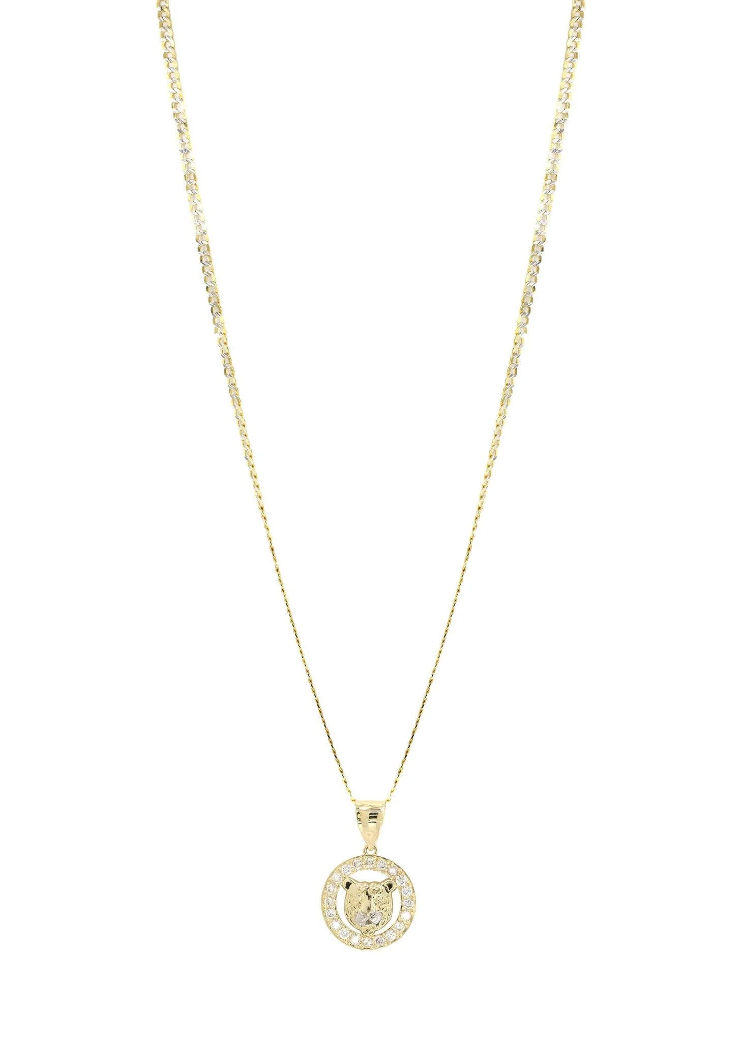 10K Yellow Gold Pave & Cz Bear Necklace | Appx. 9.4 Grams - Image 5