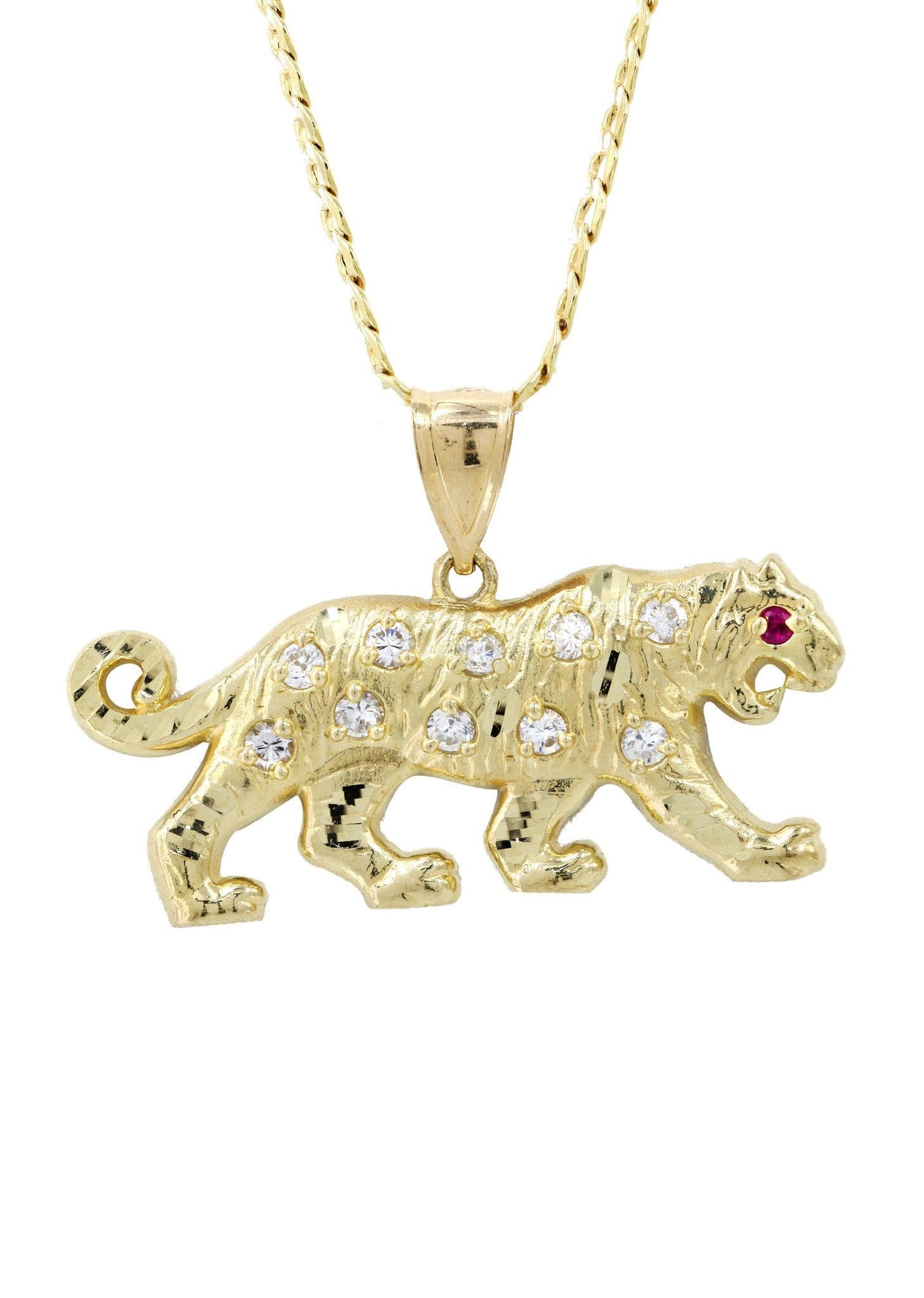 10K Yellow Gold Pave & Cz Tiger Necklace | Appx. 10.3 Grams - Image 2