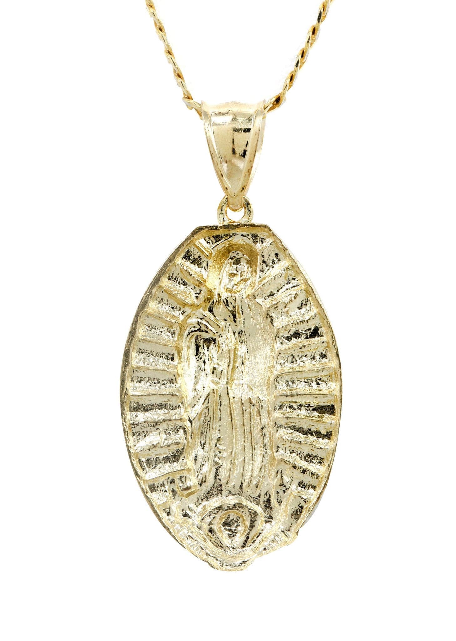 10K Yellow Gold Pave & Virgin Mary Piece Chain | Appx. 9 Grams - Image 2