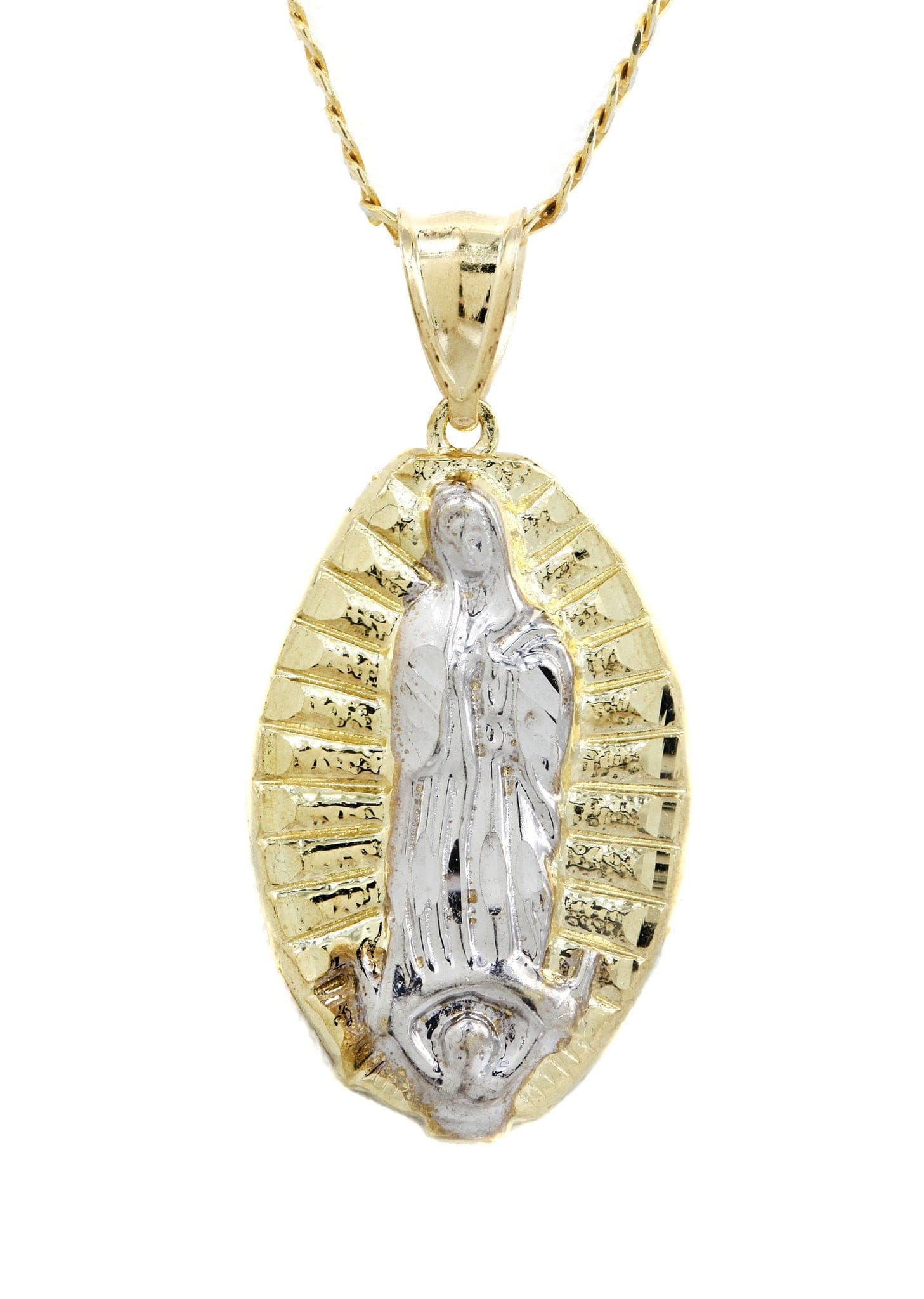 10K Yellow Gold Pave & Virgin Mary Piece Chain | Appx. 9 Grams - Image 3