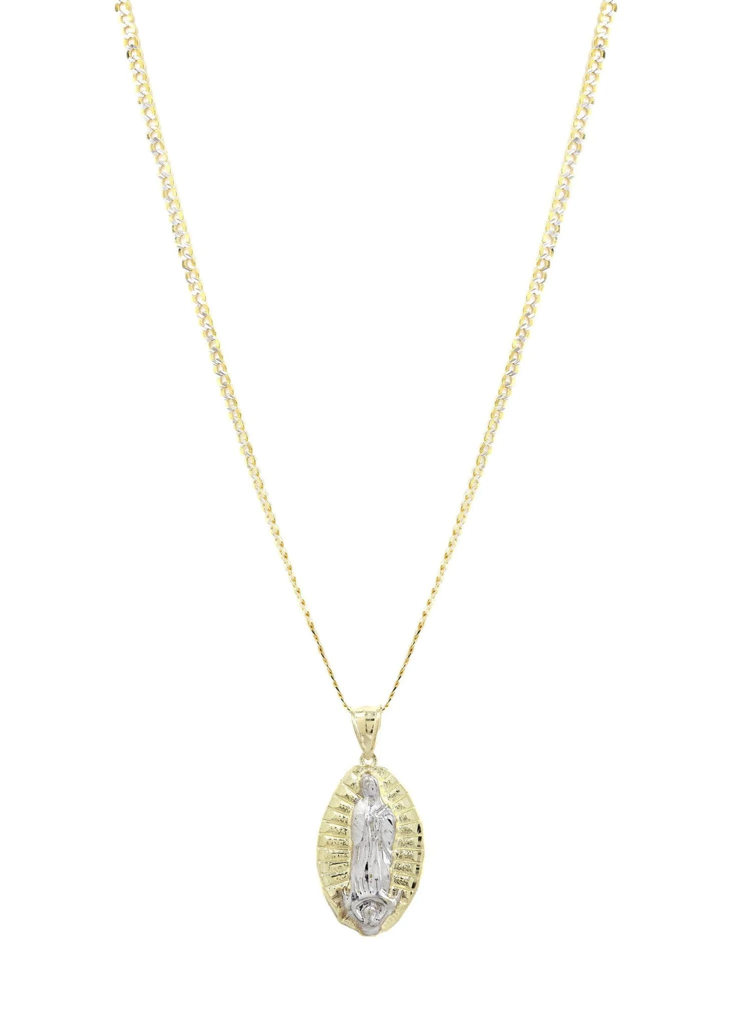 10K Yellow Gold Pave & Virgin Mary Piece Chain | Appx. 9 Grams - Image 5