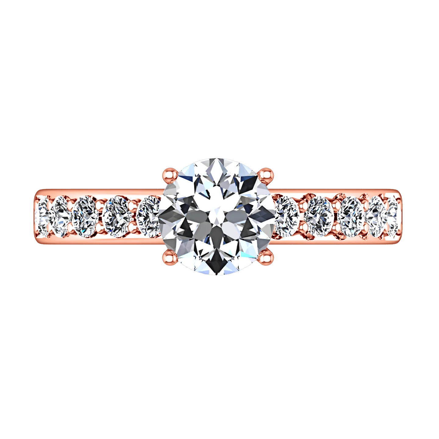 Pave Diamond Engagement Ring Allure 14K Rose Gold - Image 4