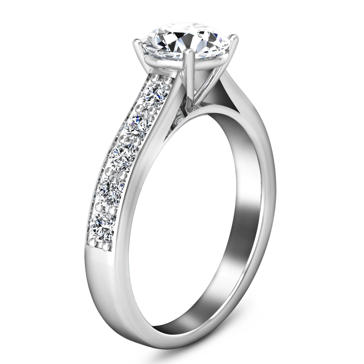 Round Diamond Pave Engagement Ring Allure 14K White Gold - Image 2