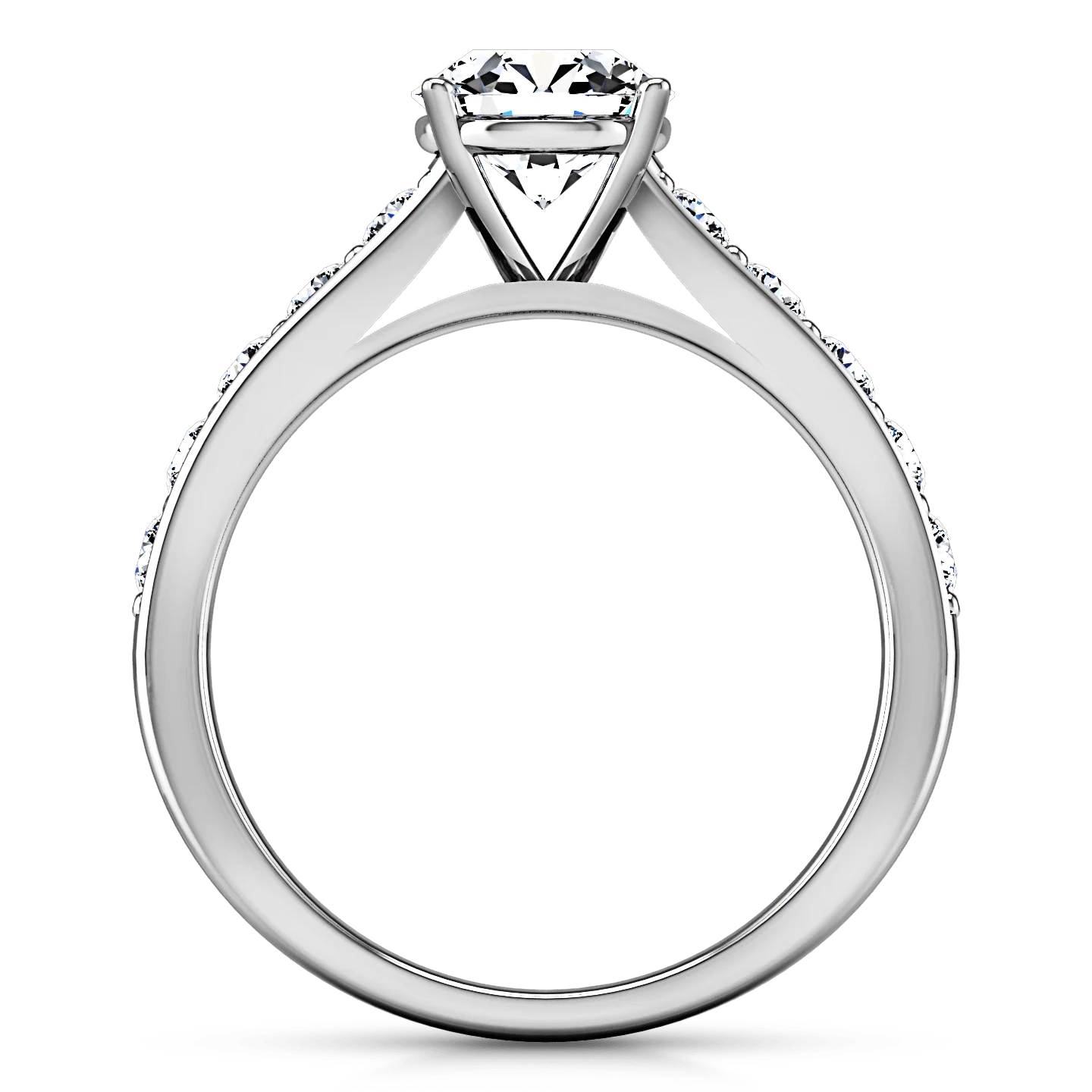 Round Diamond Pave Engagement Ring Allure 14K White Gold - Image 3