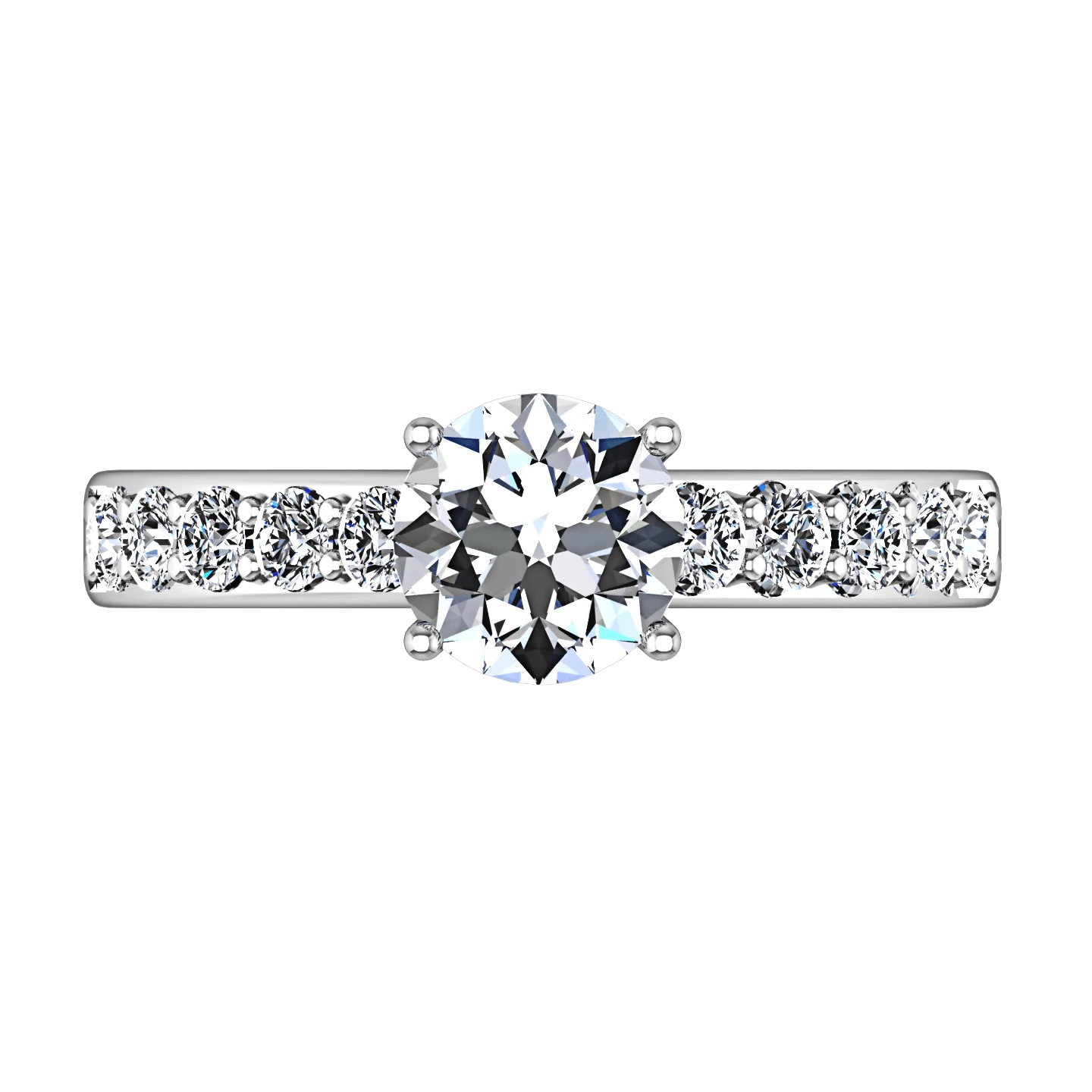 Round Diamond Pave Engagement Ring Allure 14K White Gold - Image 4