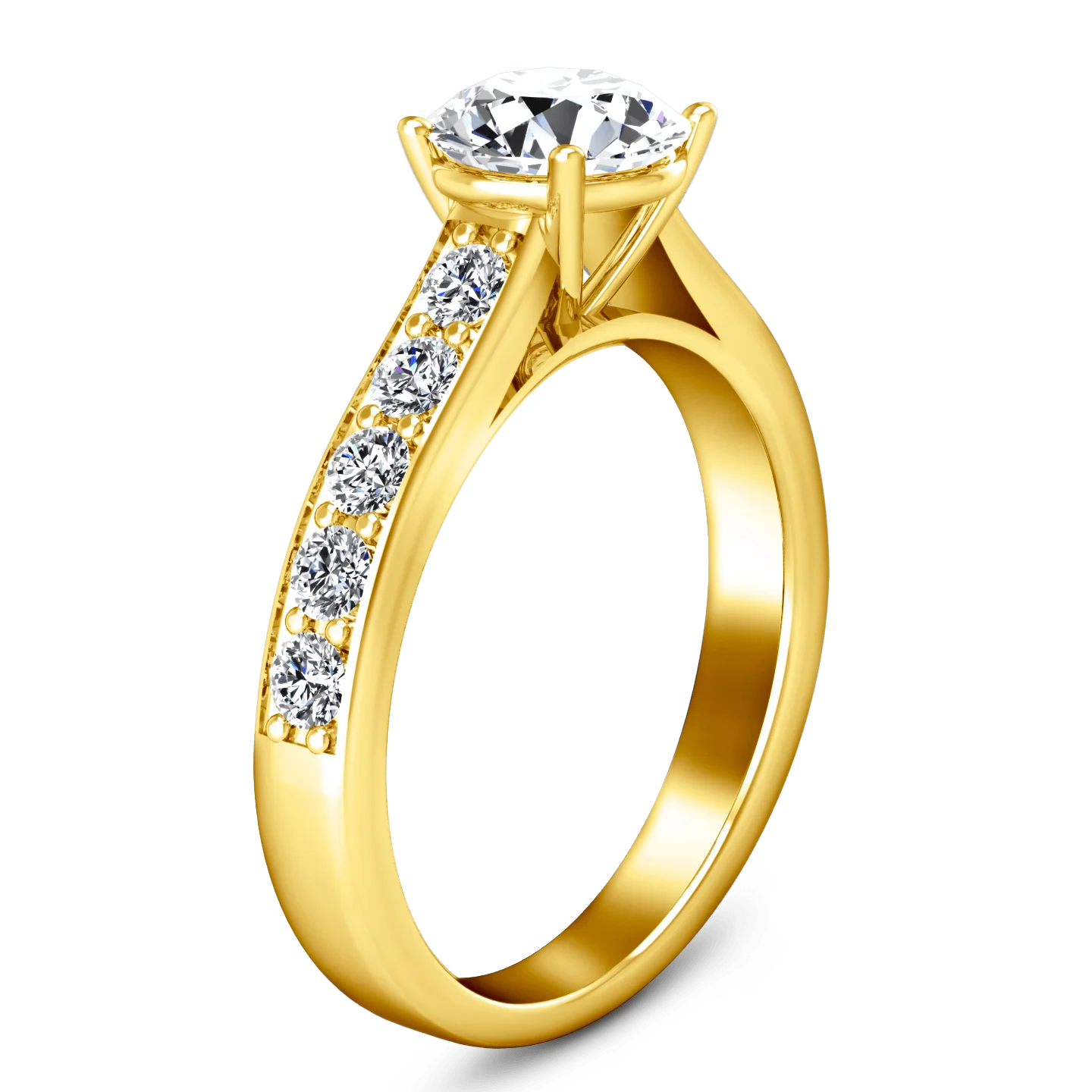 Pave Diamond EngagementRing Allure 14K Yellow Gold - Image 2
