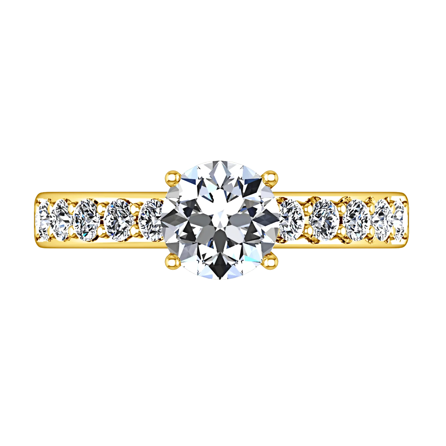Pave Diamond EngagementRing Allure 14K Yellow Gold - Image 4