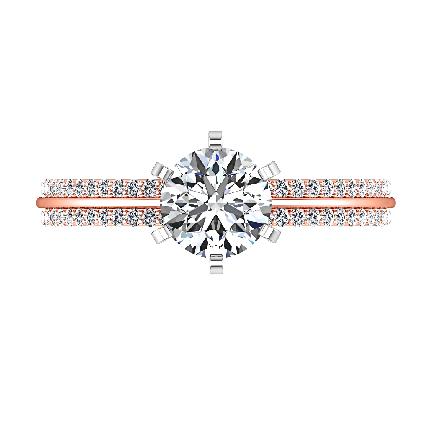 Pave Diamond Engagement Ring Amanda 14K Rose Gold - Image 3