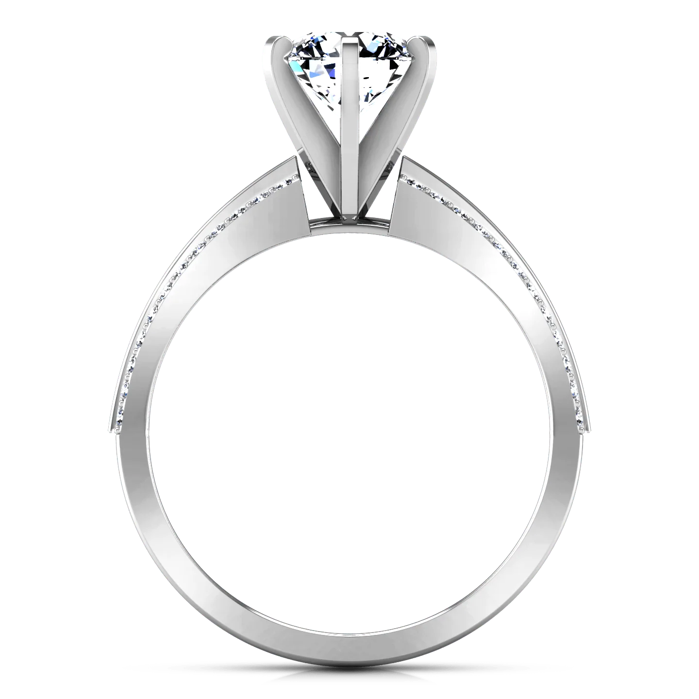 Round Diamond Pave Engagement Ring Amanda 14K White Gold - Image 4