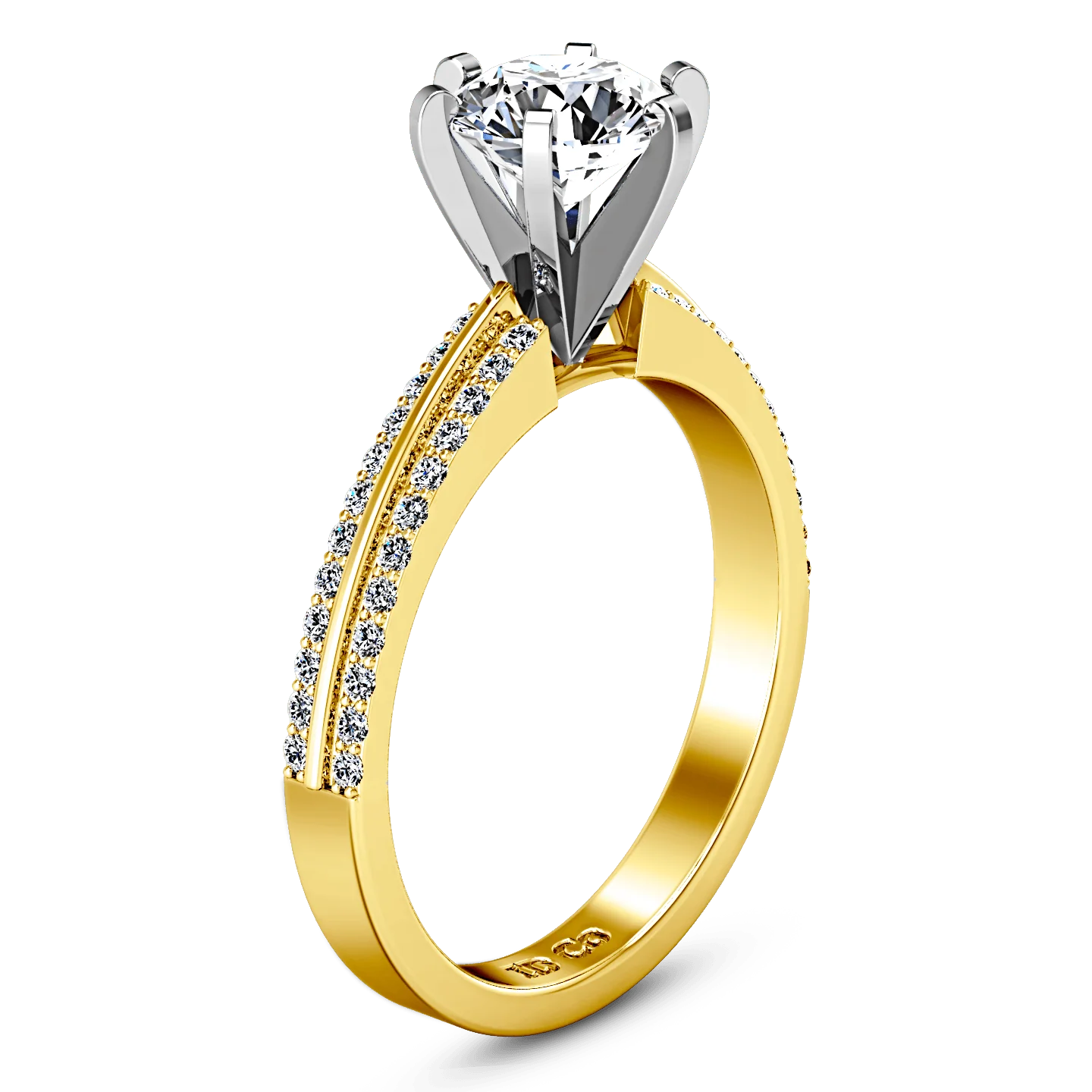 Pave Diamond EngagementRing Amanda 14K Yellow Gold - Image 2