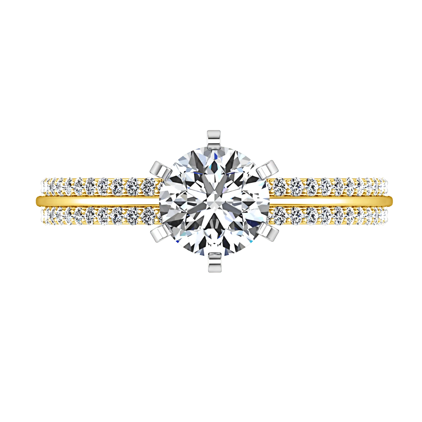 Pave Diamond EngagementRing Amanda 14K Yellow Gold - Image 3
