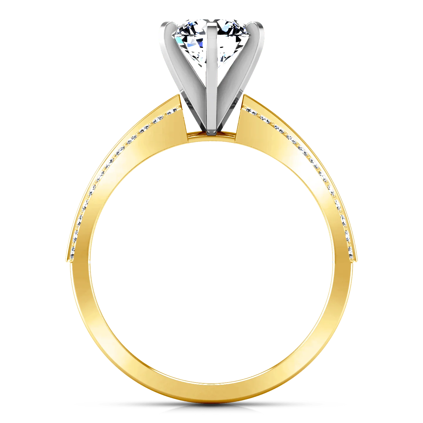 Pave Diamond EngagementRing Amanda 14K Yellow Gold - Image 4