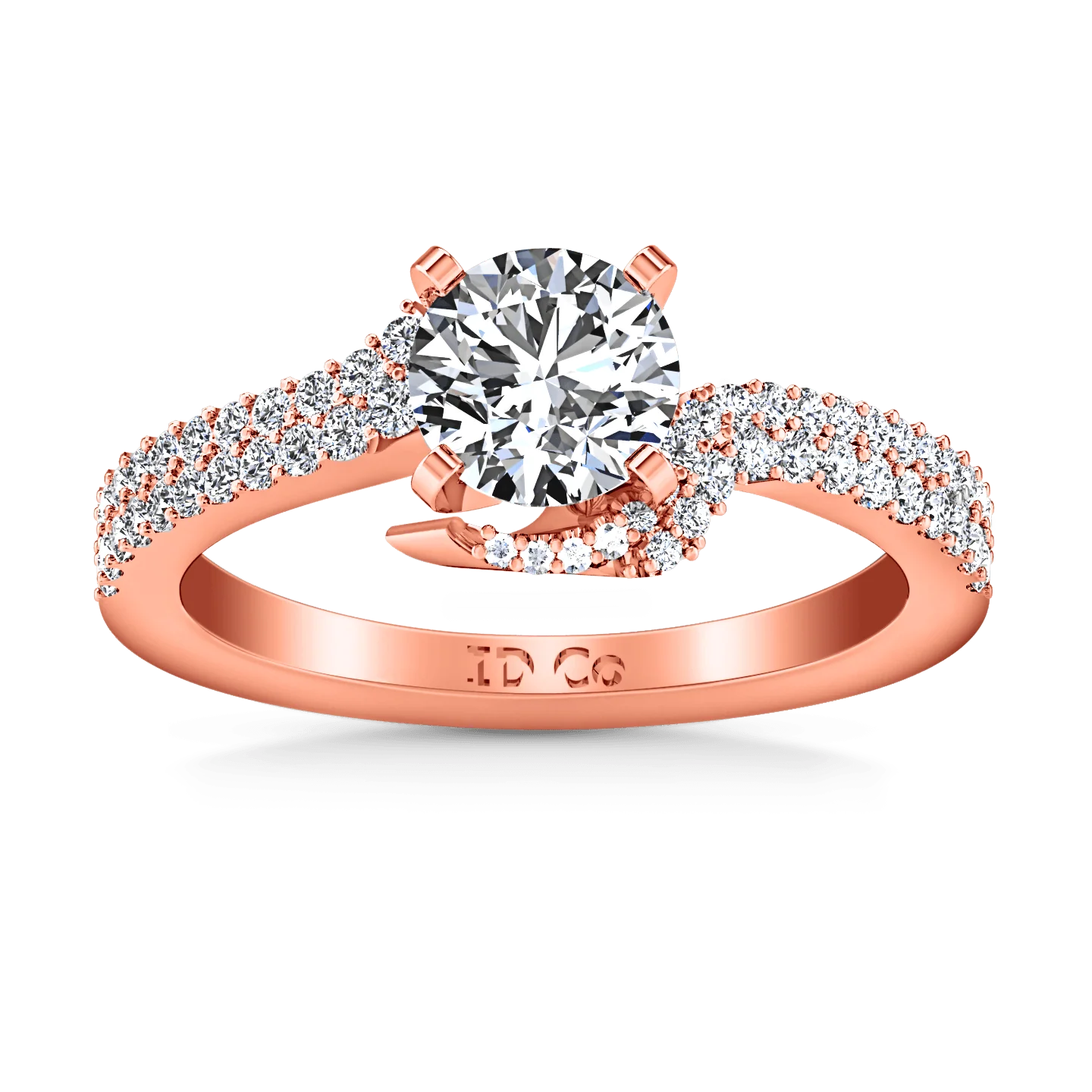 Pave Diamond Engagement Ring Amber 14K Rose Gold