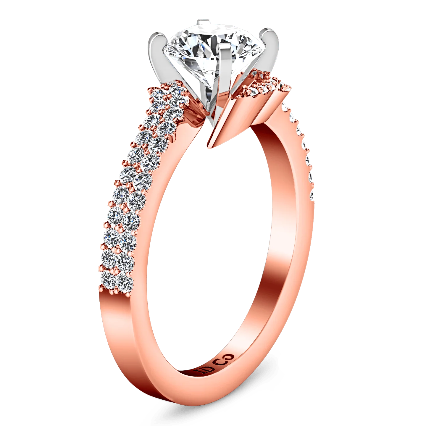 Pave Diamond Engagement Ring Amber 14K Rose Gold - Image 2