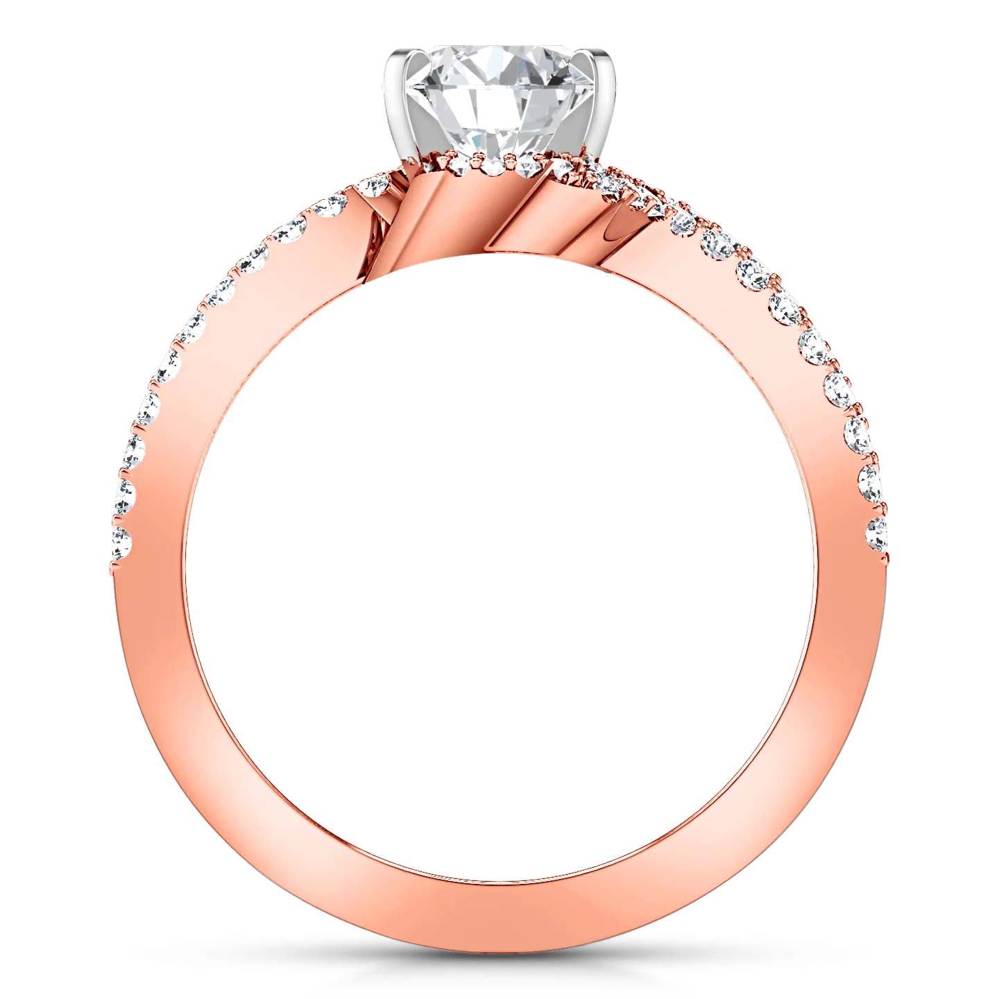 Pave Diamond Engagement Ring Amber 14K Rose Gold - Image 3