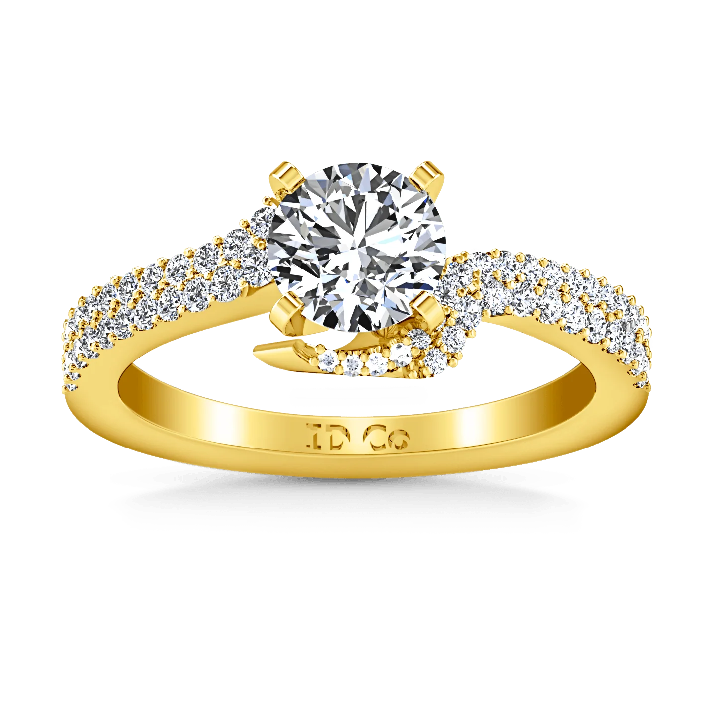 Pave Diamond EngagementRing Amber 14K Yellow Gold