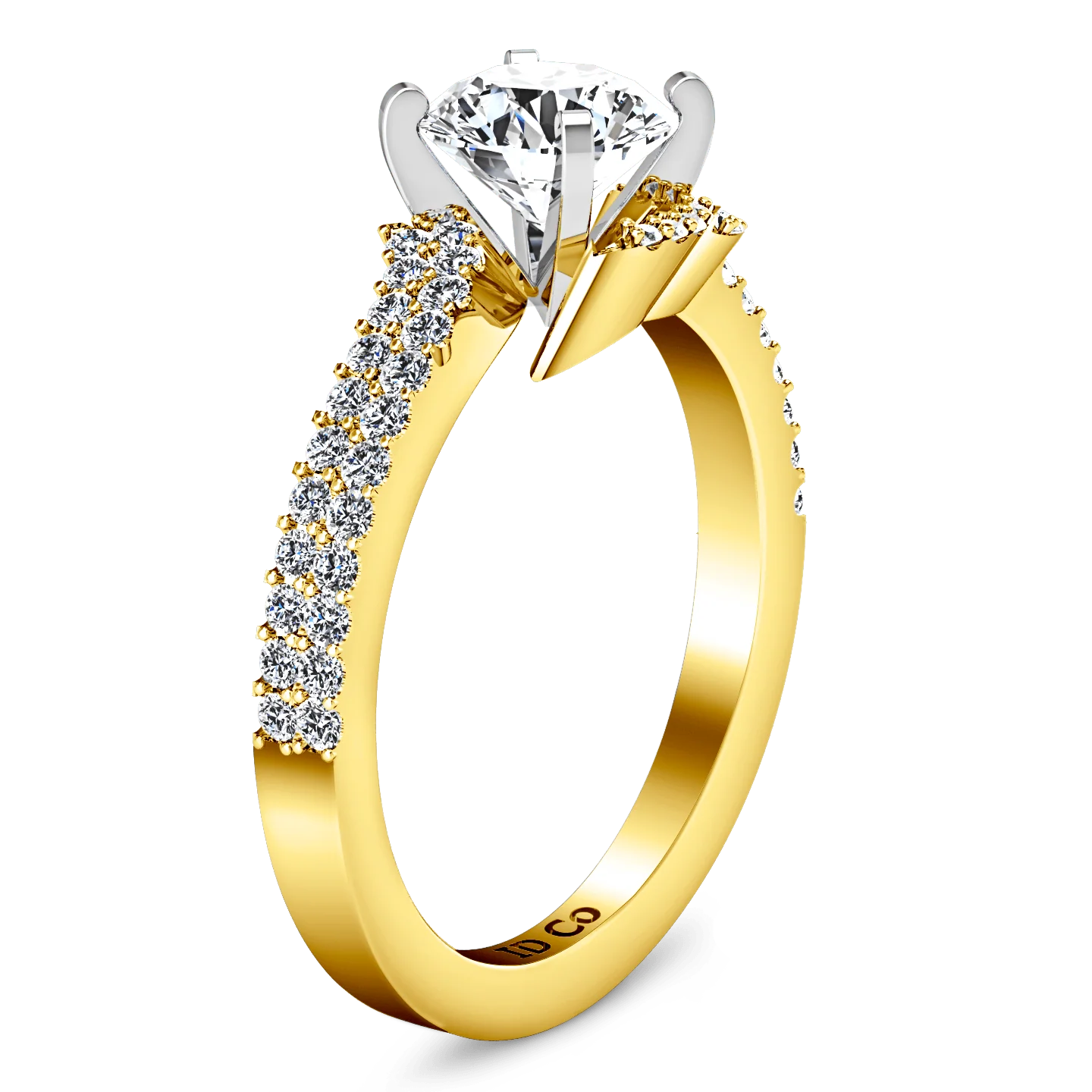 Pave Diamond EngagementRing Amber 14K Yellow Gold - Image 2