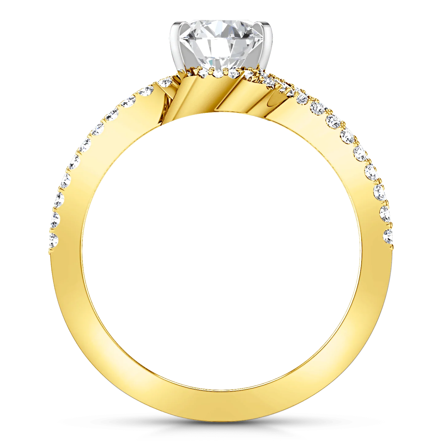 Pave Diamond EngagementRing Amber 14K Yellow Gold - Image 3
