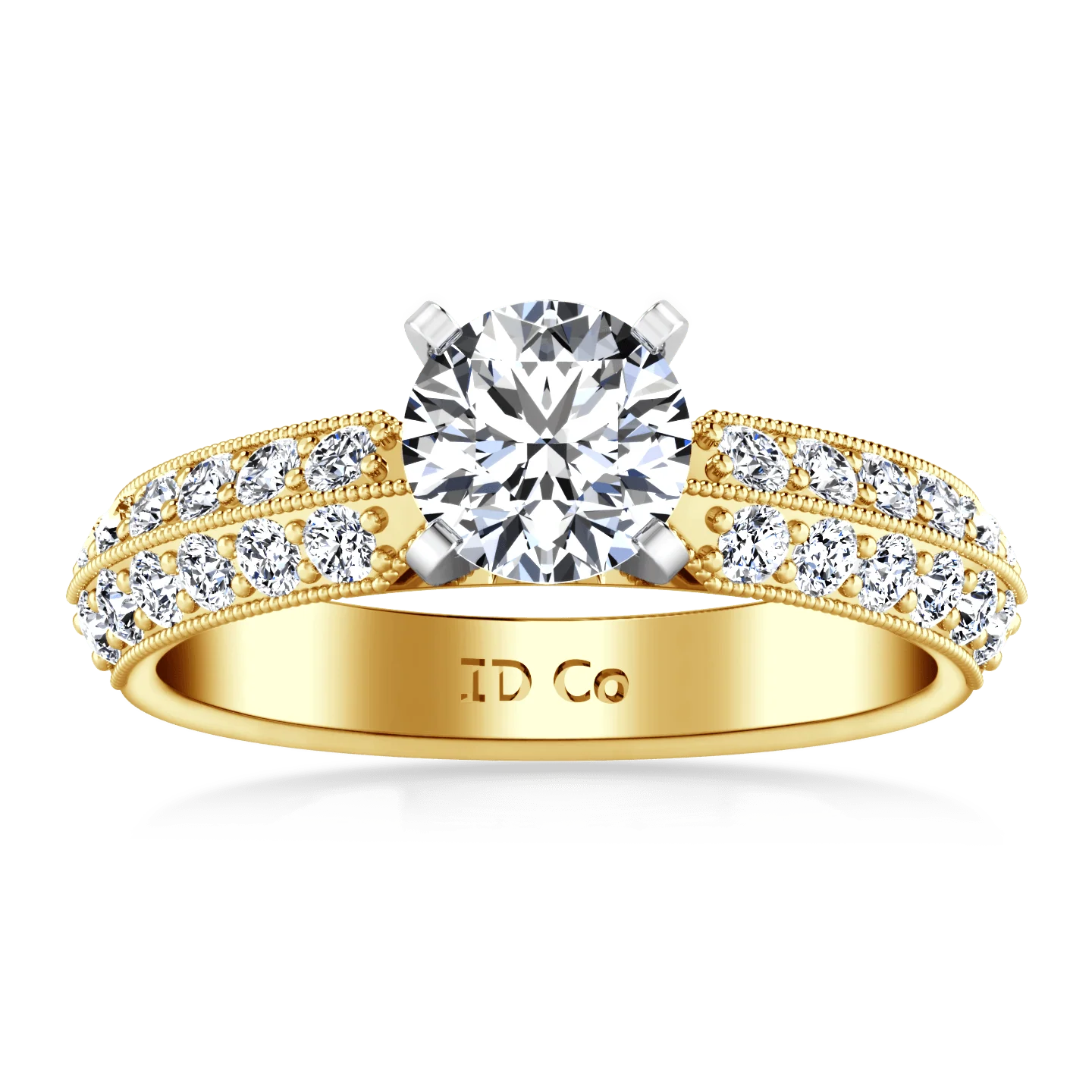 Pave Diamond EngagementRing Amore 14K Yellow Gold