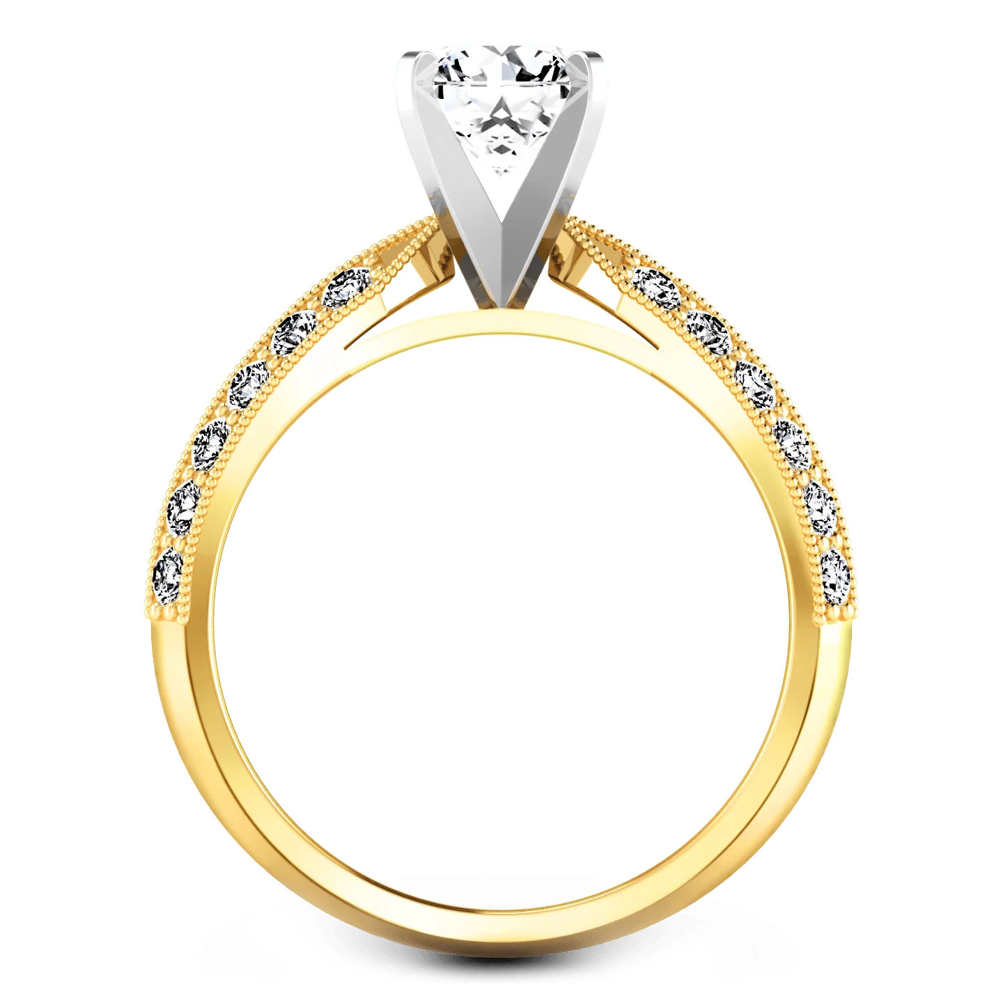 Pave Diamond EngagementRing Amore 14K Yellow Gold - Image 3