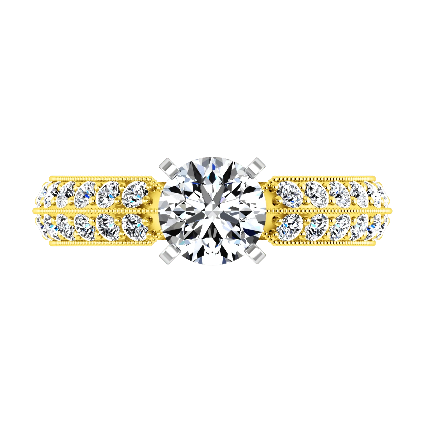 Pave Diamond EngagementRing Amore 14K Yellow Gold - Image 4