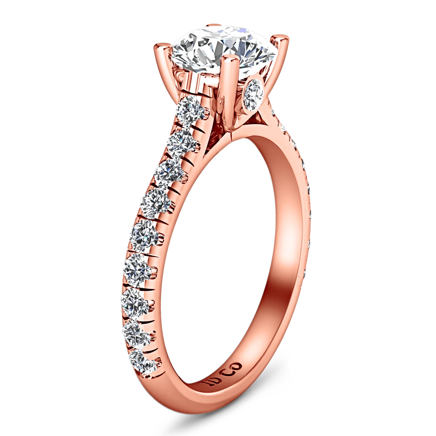 Pave Diamond Engagement Ring Anabelle 14K Rose Gold - Image 3