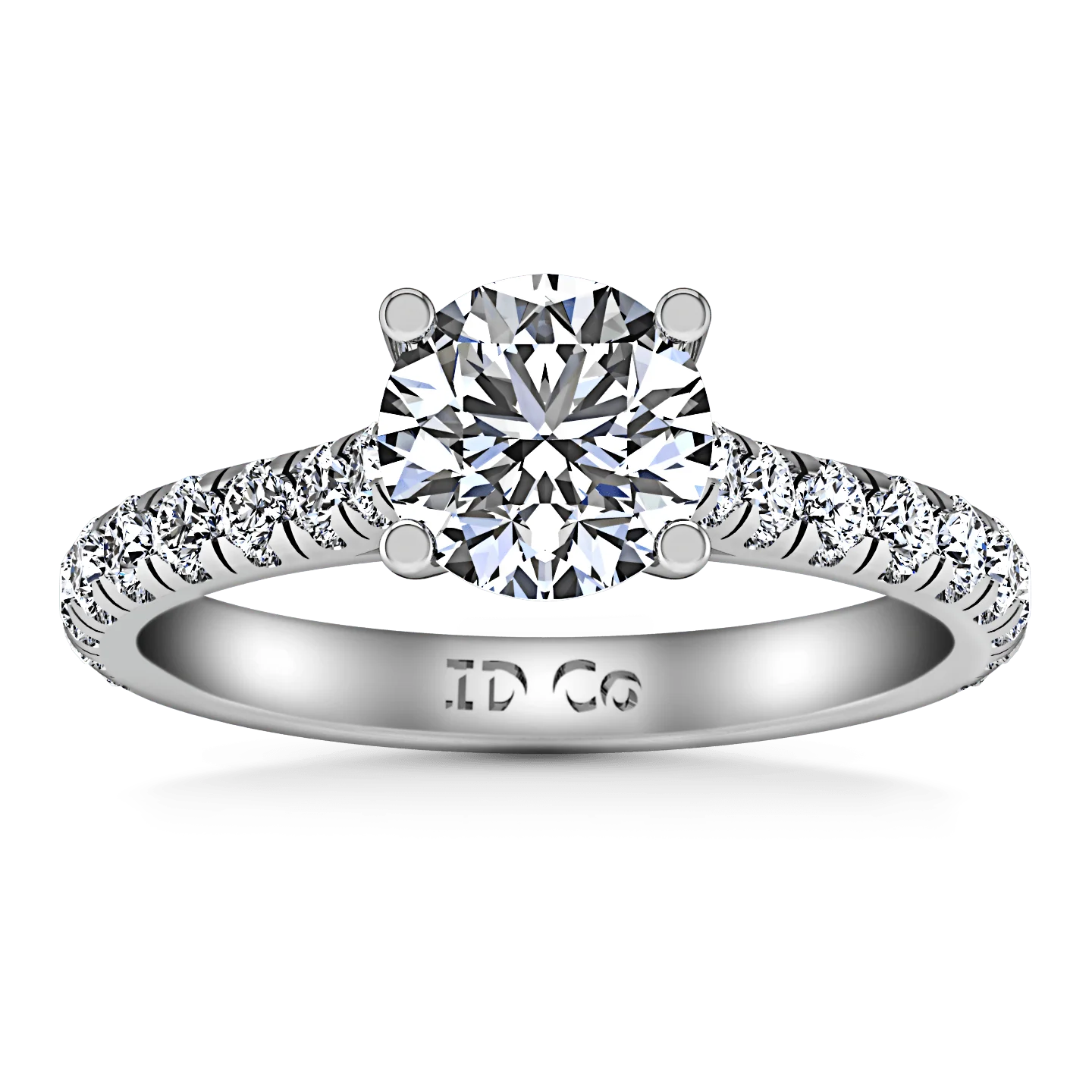 Round Diamond Pave Engagement Ring Anabelle 14K White Gold