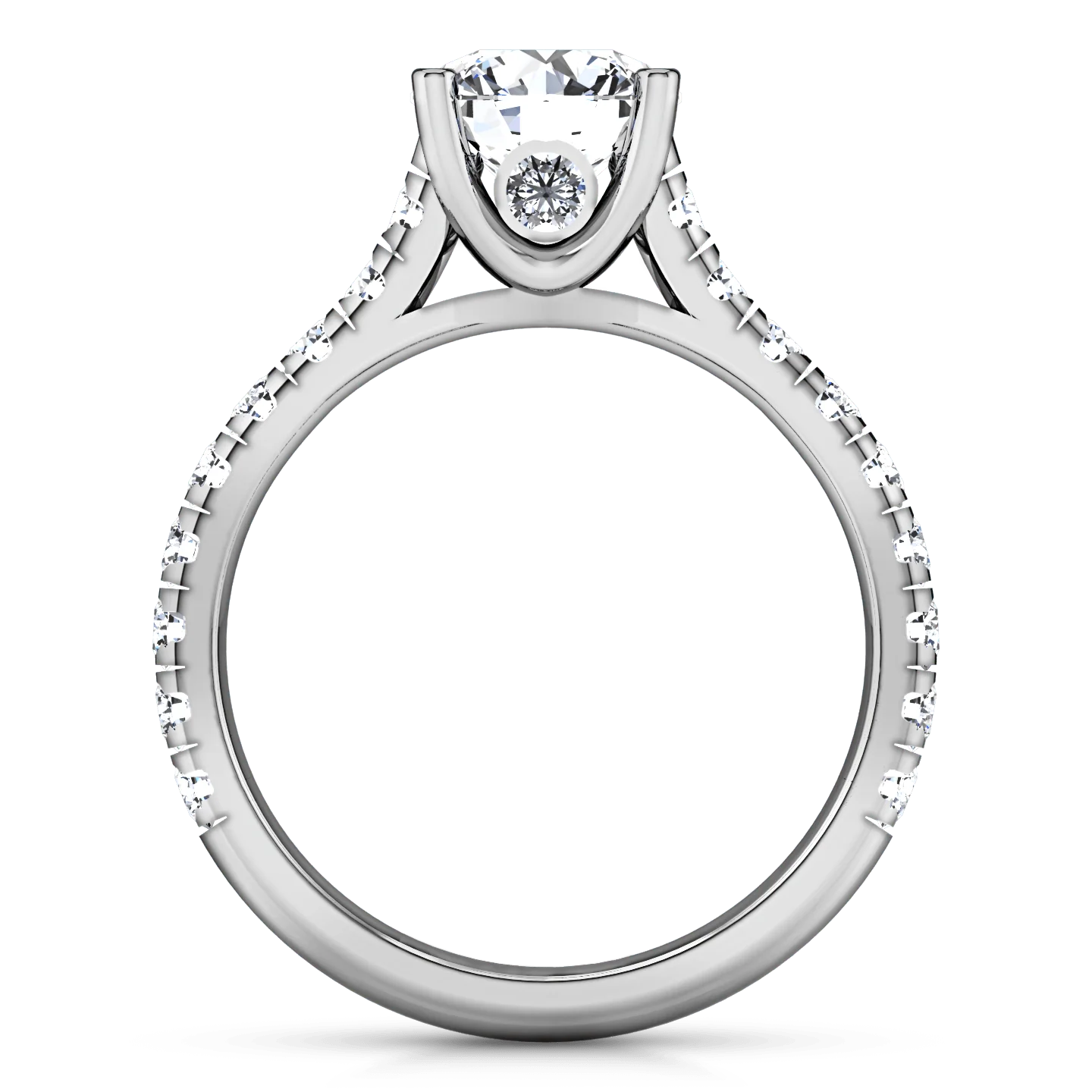 Round Diamond Pave Engagement Ring Anabelle 14K White Gold - Image 3
