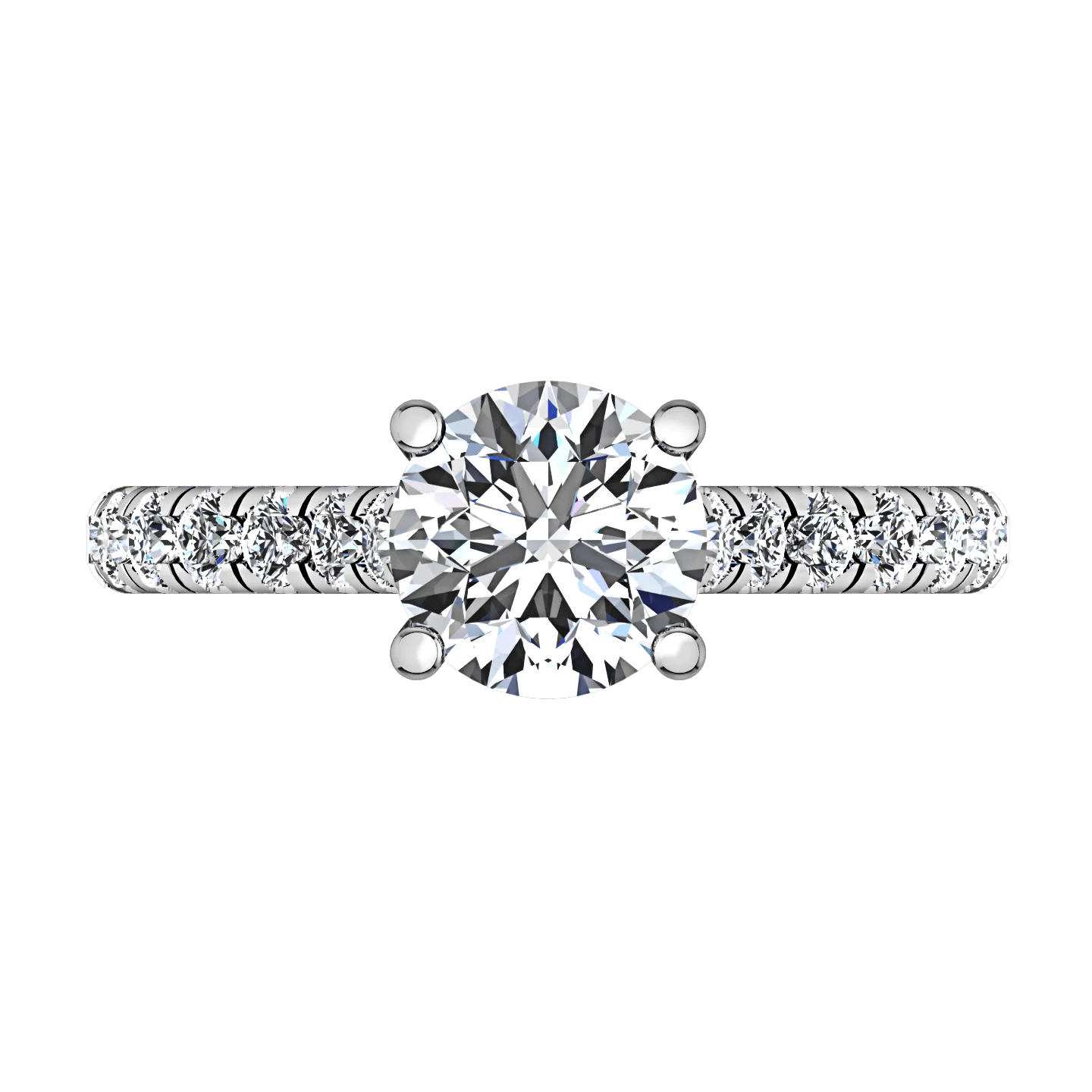 Round Diamond Pave Engagement Ring Anabelle 14K White Gold - Image 4