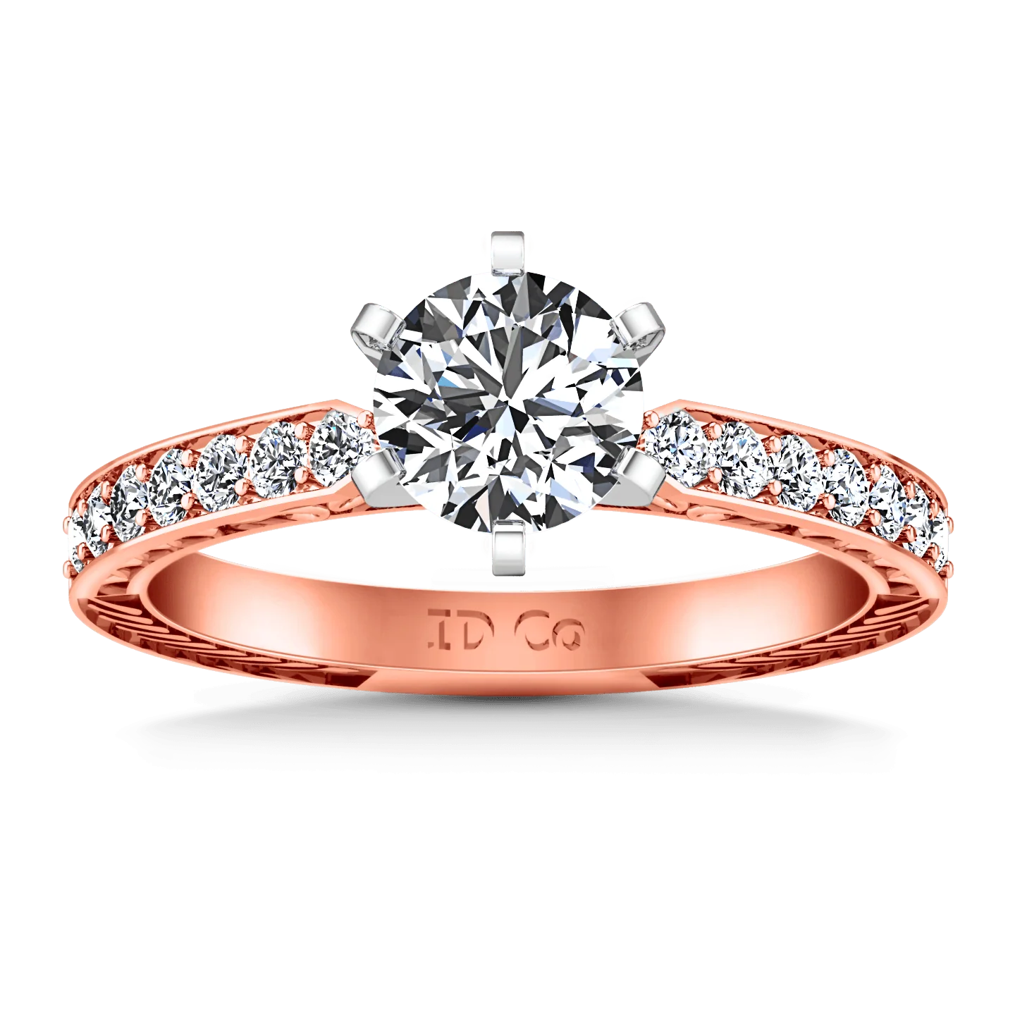 Pave Diamond Engagement Ring Arabesque 14K Rose Gold