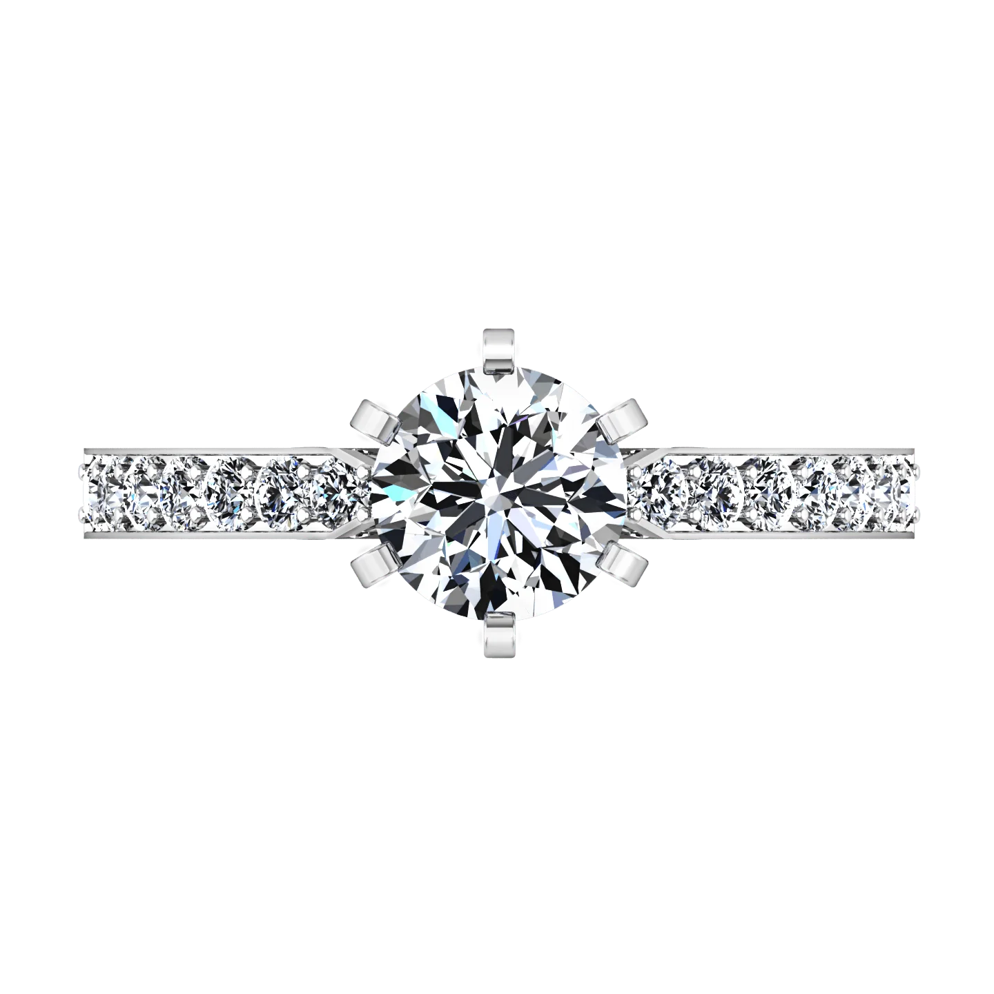 Round Diamond Pave Engagement Ring Arabesque 14K White Gold - Image 4