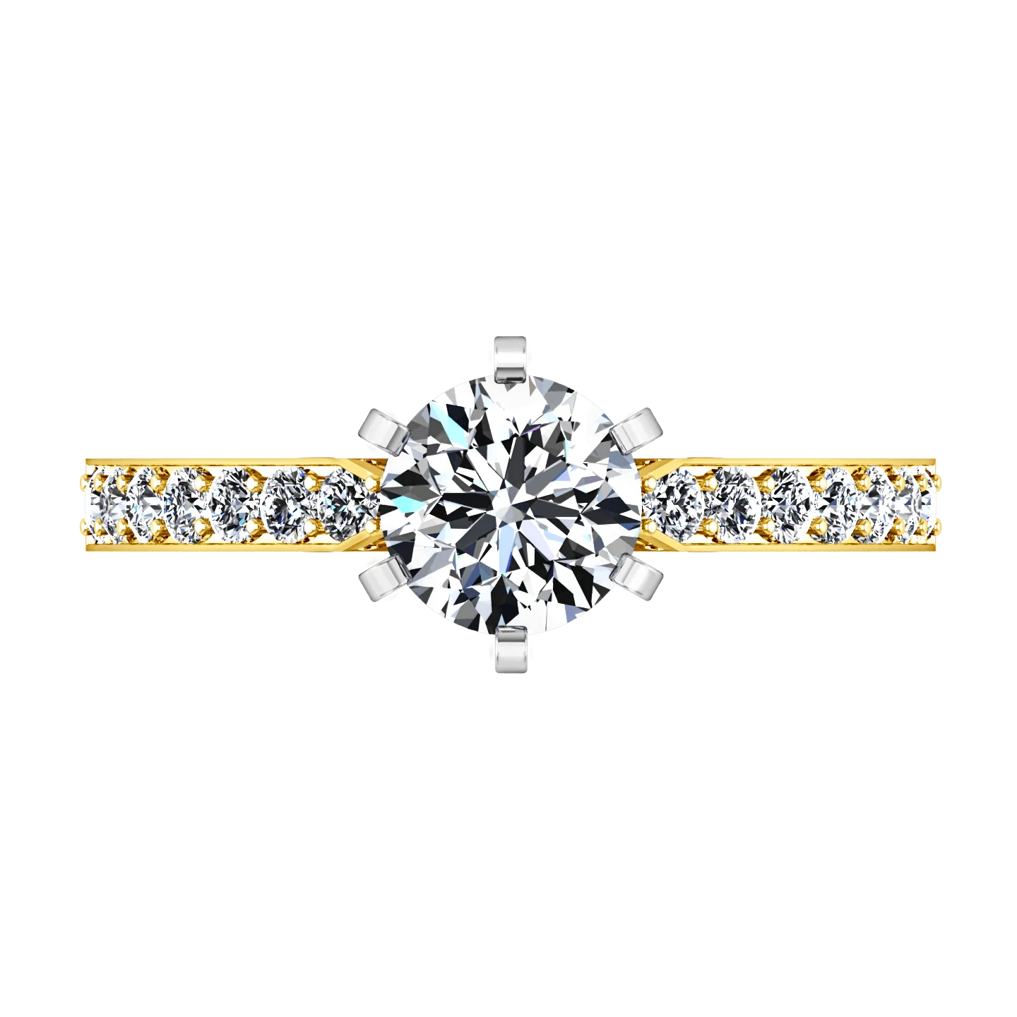 Pave Diamond EngagementRing Arabesque 14K Yellow Gold - Image 4