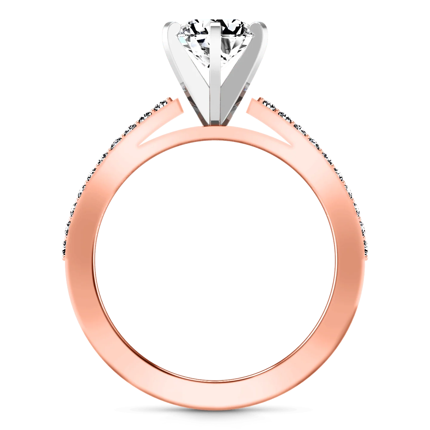 Pave Diamond Engagement Ring Ashley 14K Rose Gold - Image 3