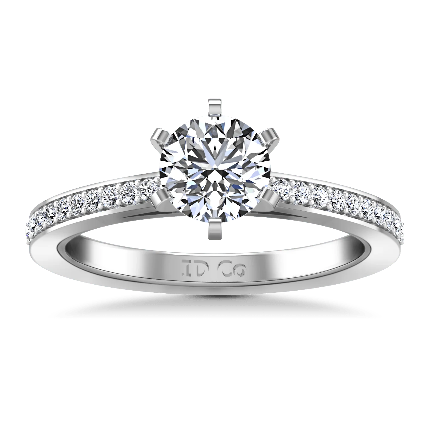 Round Diamond Pave Engagement Ring Ashley 14K White Gold