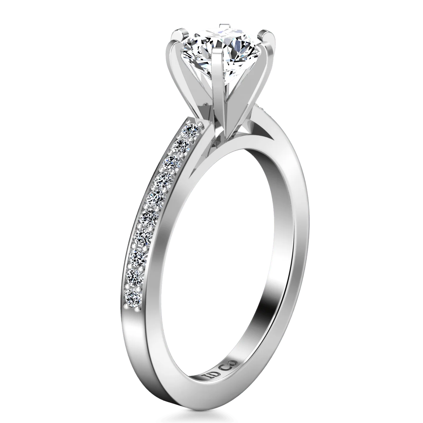 Round Diamond Pave Engagement Ring Ashley 14K White Gold - Image 2